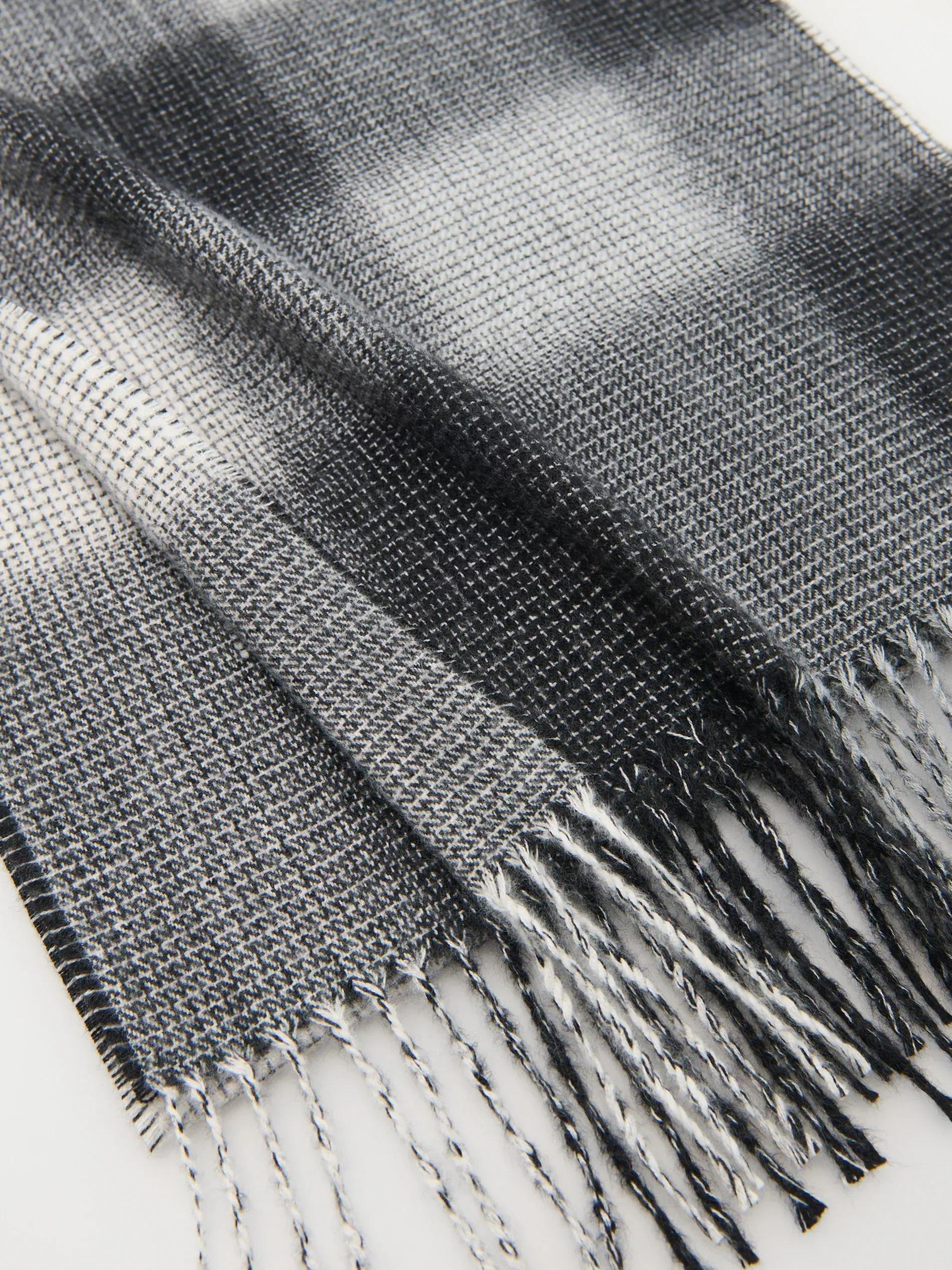 Grey Checked Scarf, Grey, large image number 2