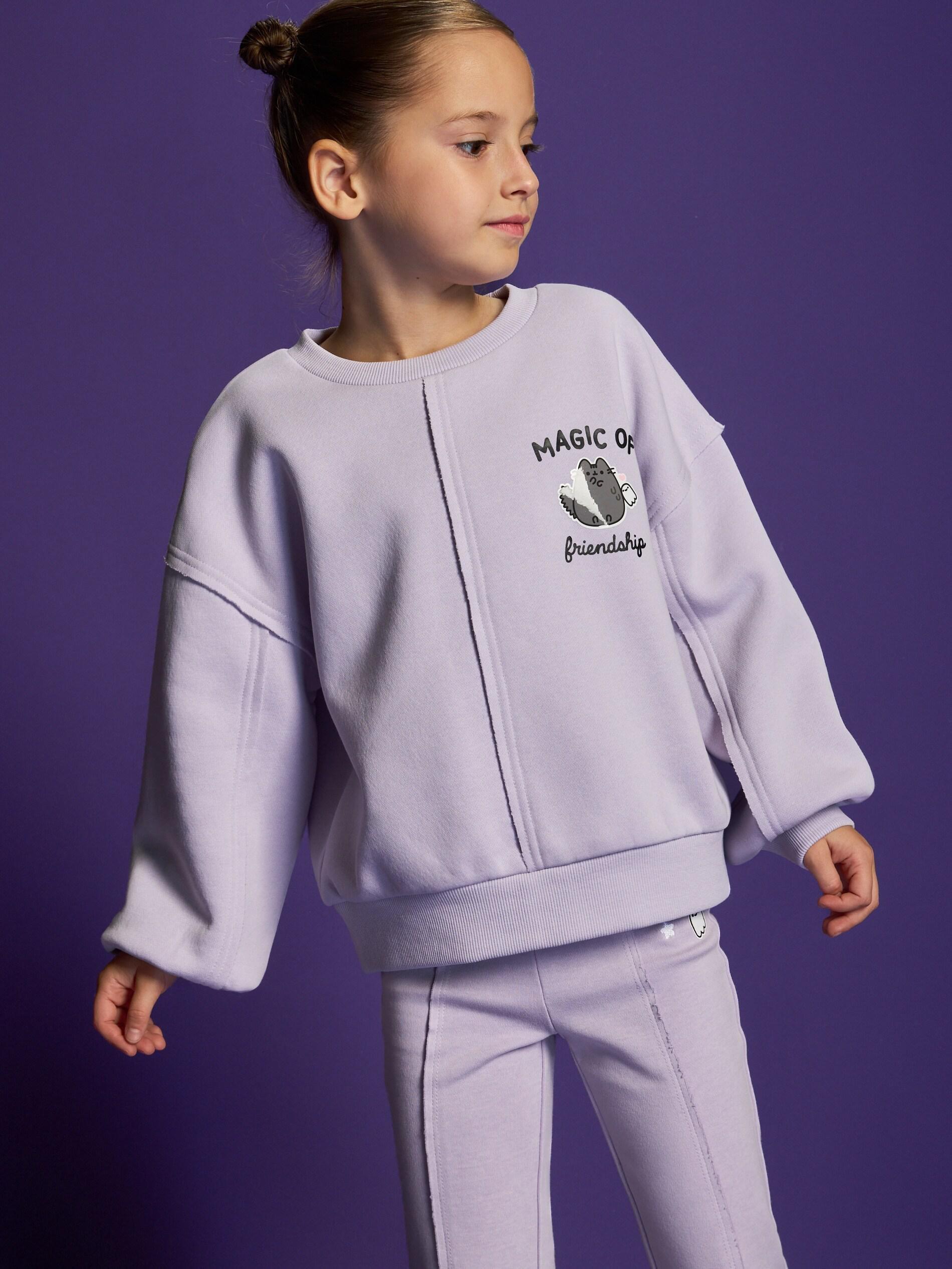 Purple Pusheen Sweatshirt, Kids Girls, Purple, large image number 3