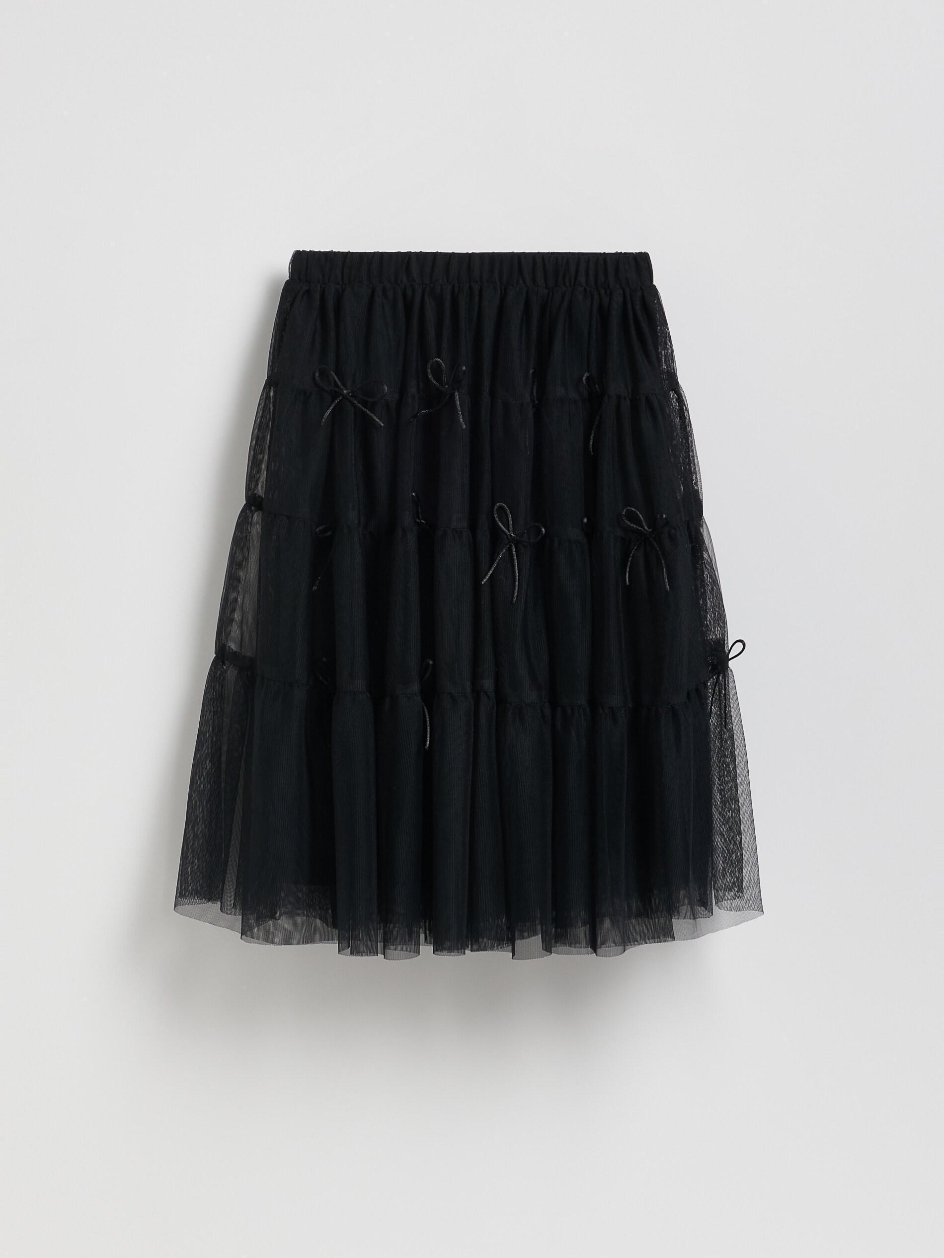 Black Tulle Skirt With Bows, Kids Girls, Black, medium