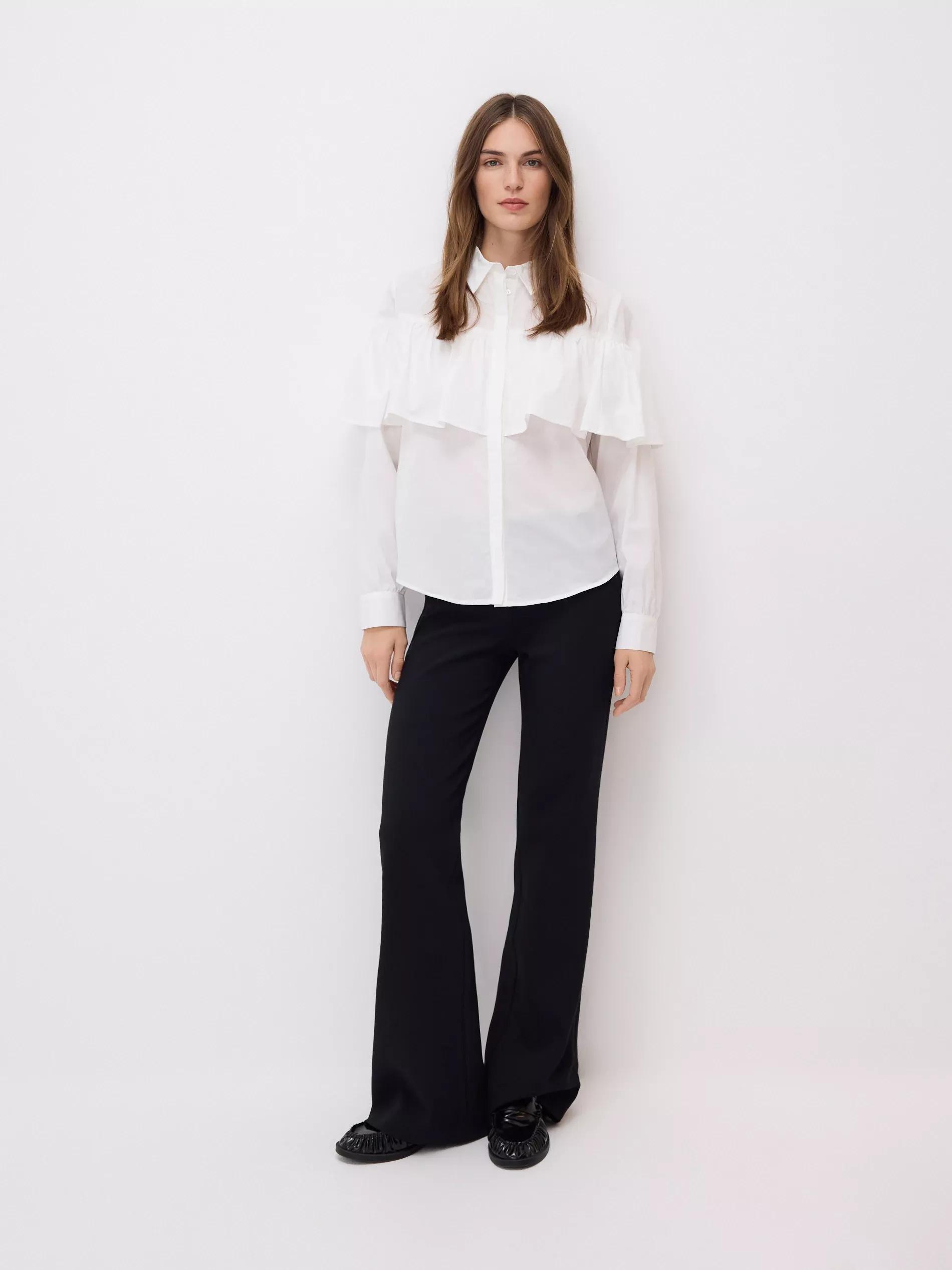 White Shirt With Ruffle Detail, White, large image number 0