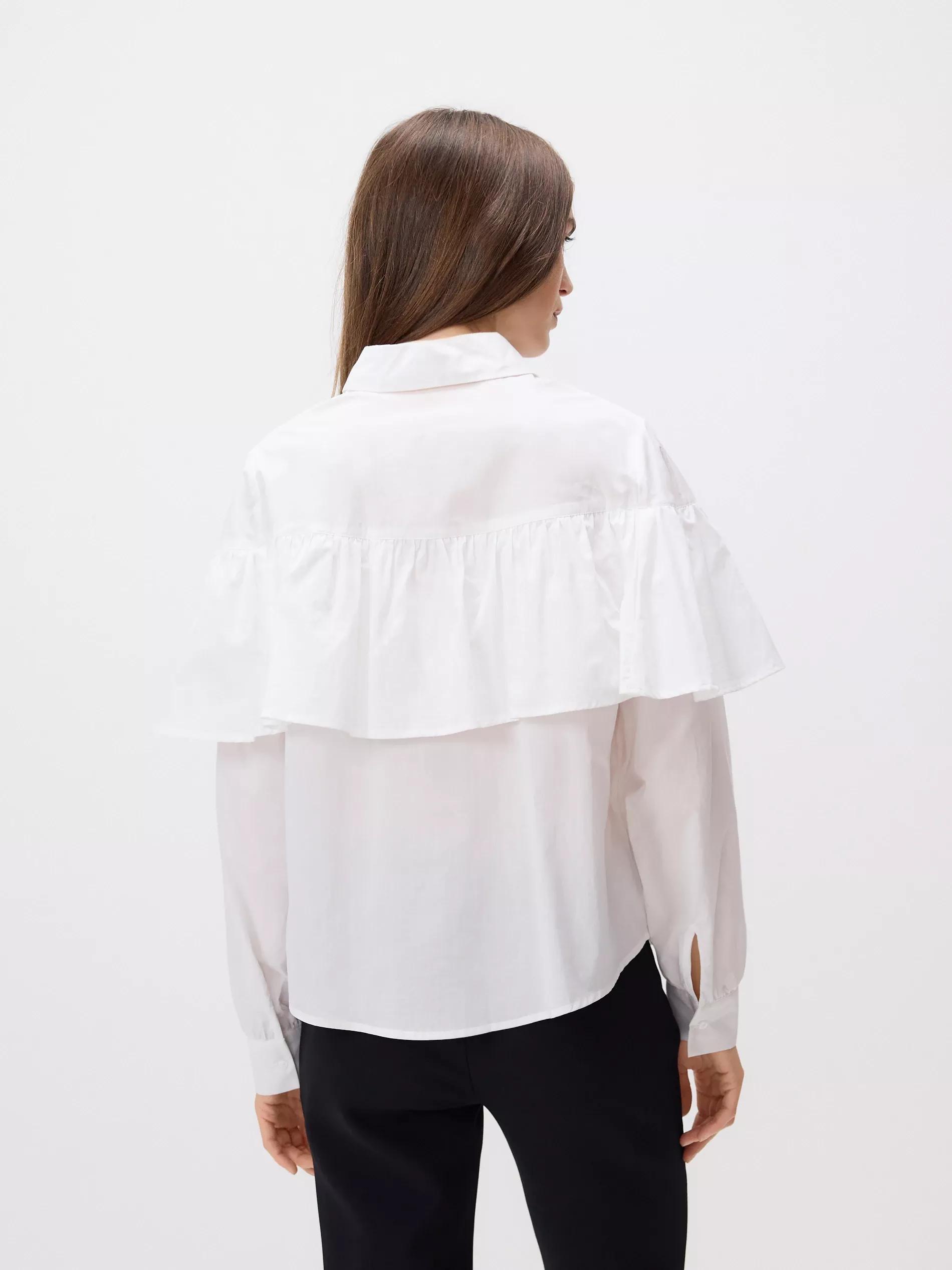 White Shirt With Ruffle Detail, White, large image number 3
