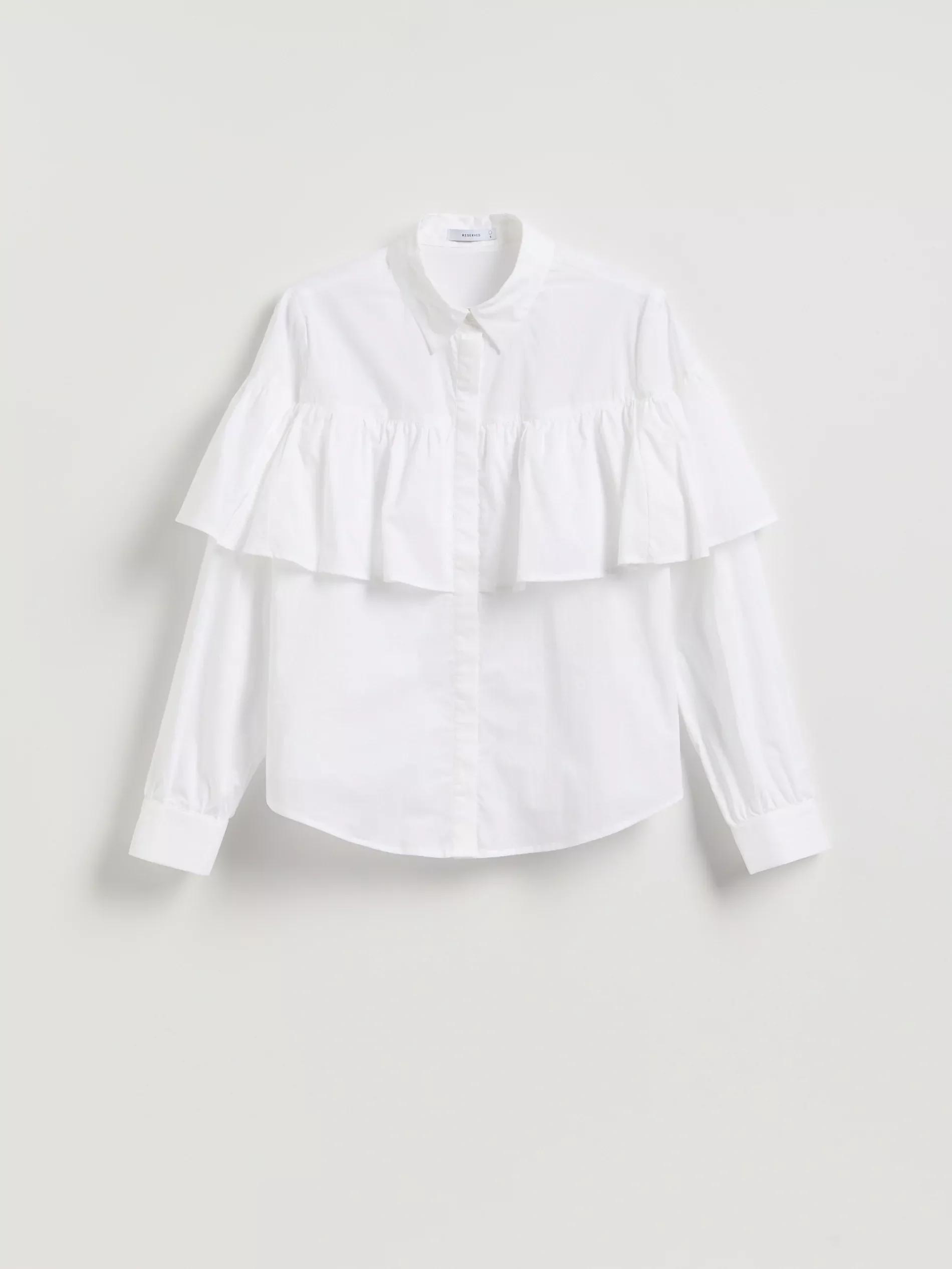 White Shirt With Ruffle Detail, White, large image number 4