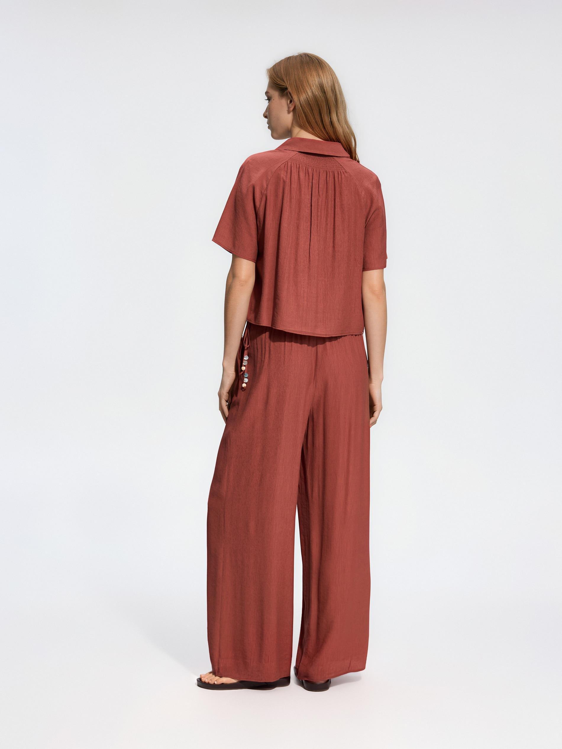 Brown Viscose Rich Trousers, Orange, large image number 2