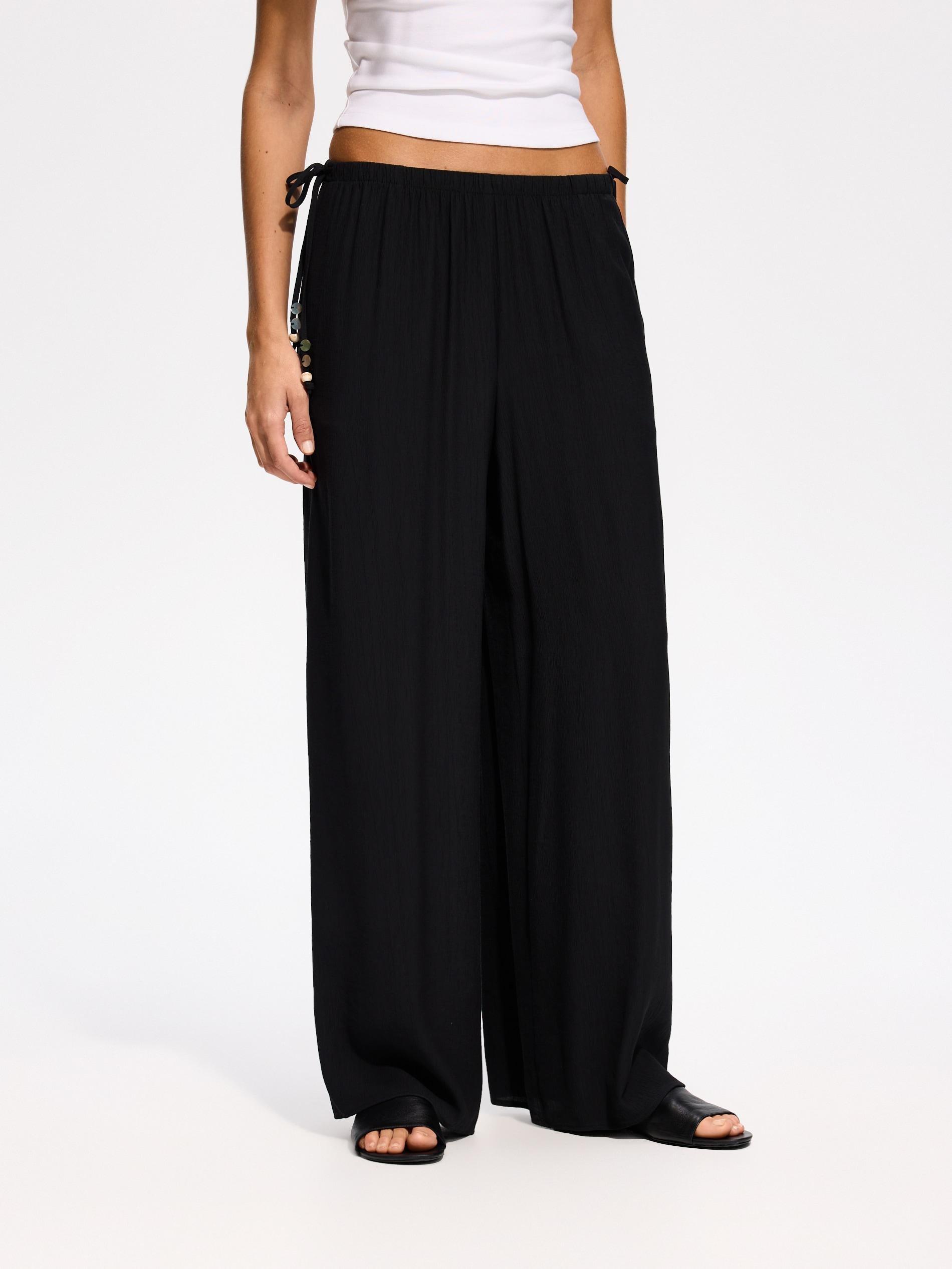 Black Viscose Rich Trousers, Black, medium