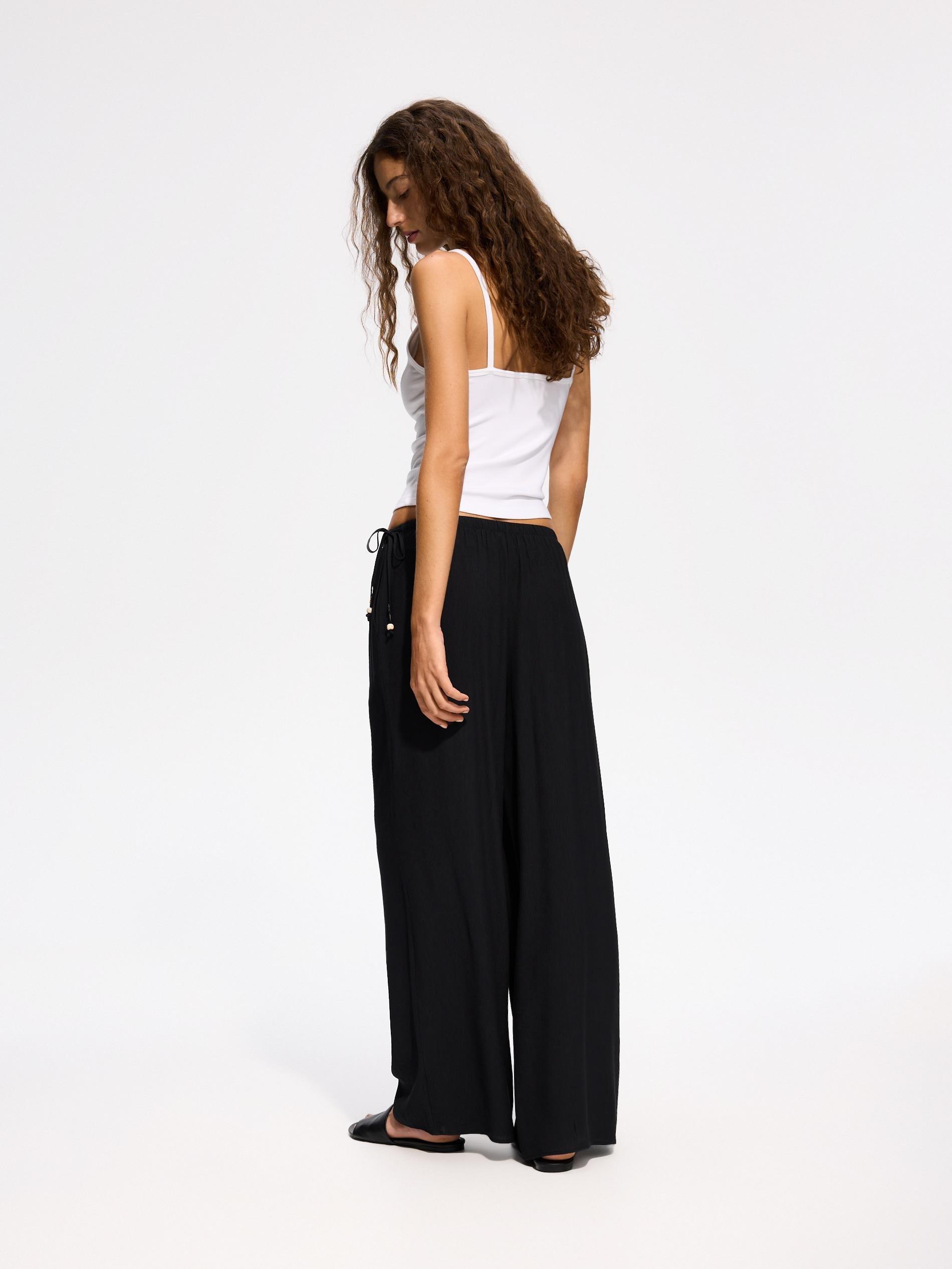 Black Viscose Rich Trousers, Black, medium