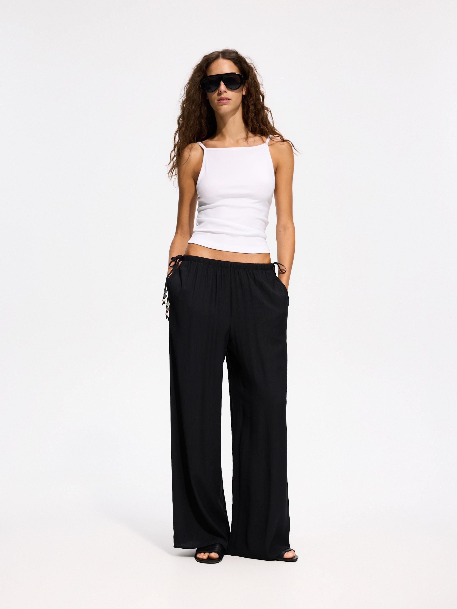 Black Viscose Rich Trousers, Black, large image number 3