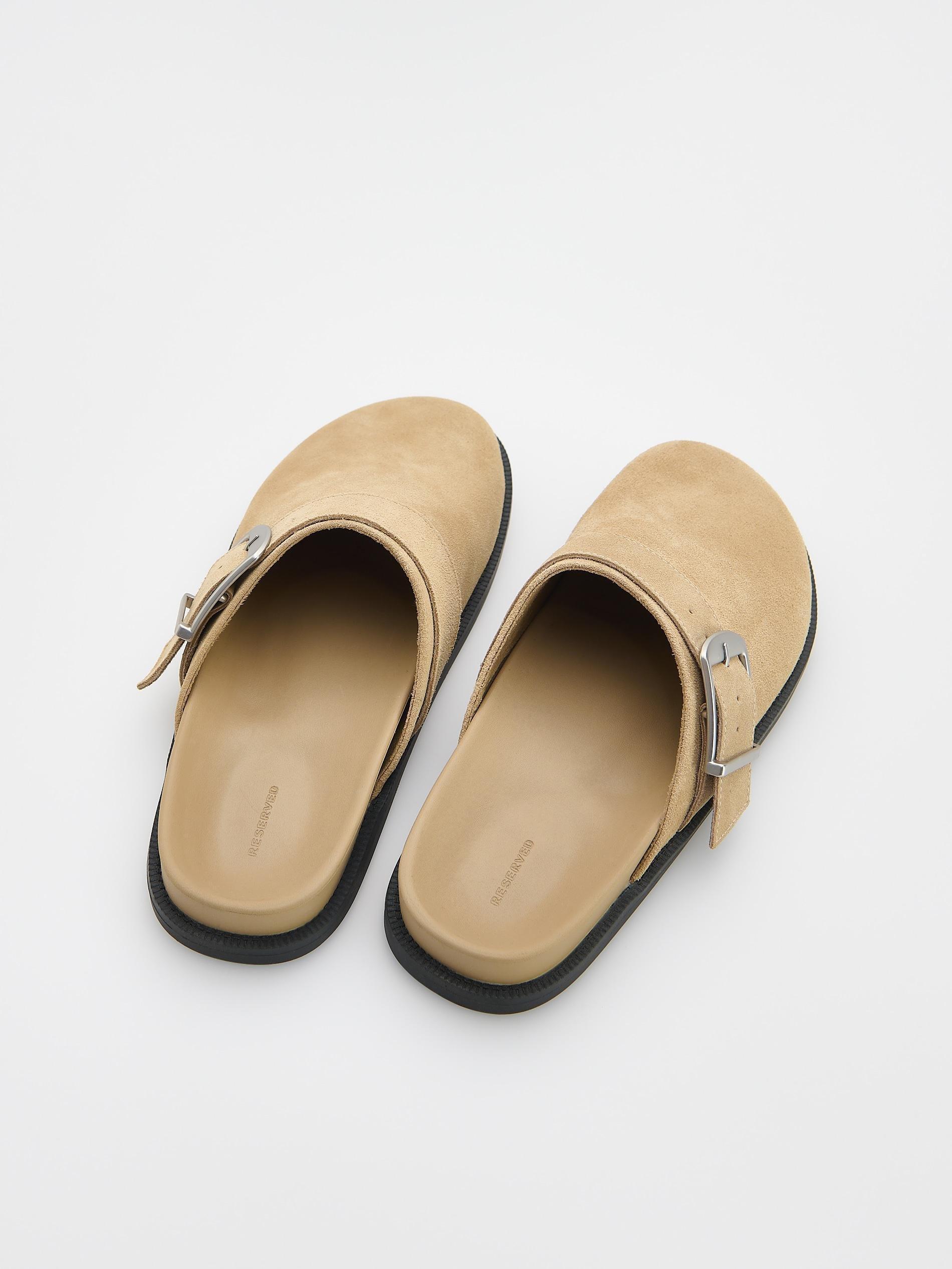 Beige Leather Mule Sliders, , large image number 2