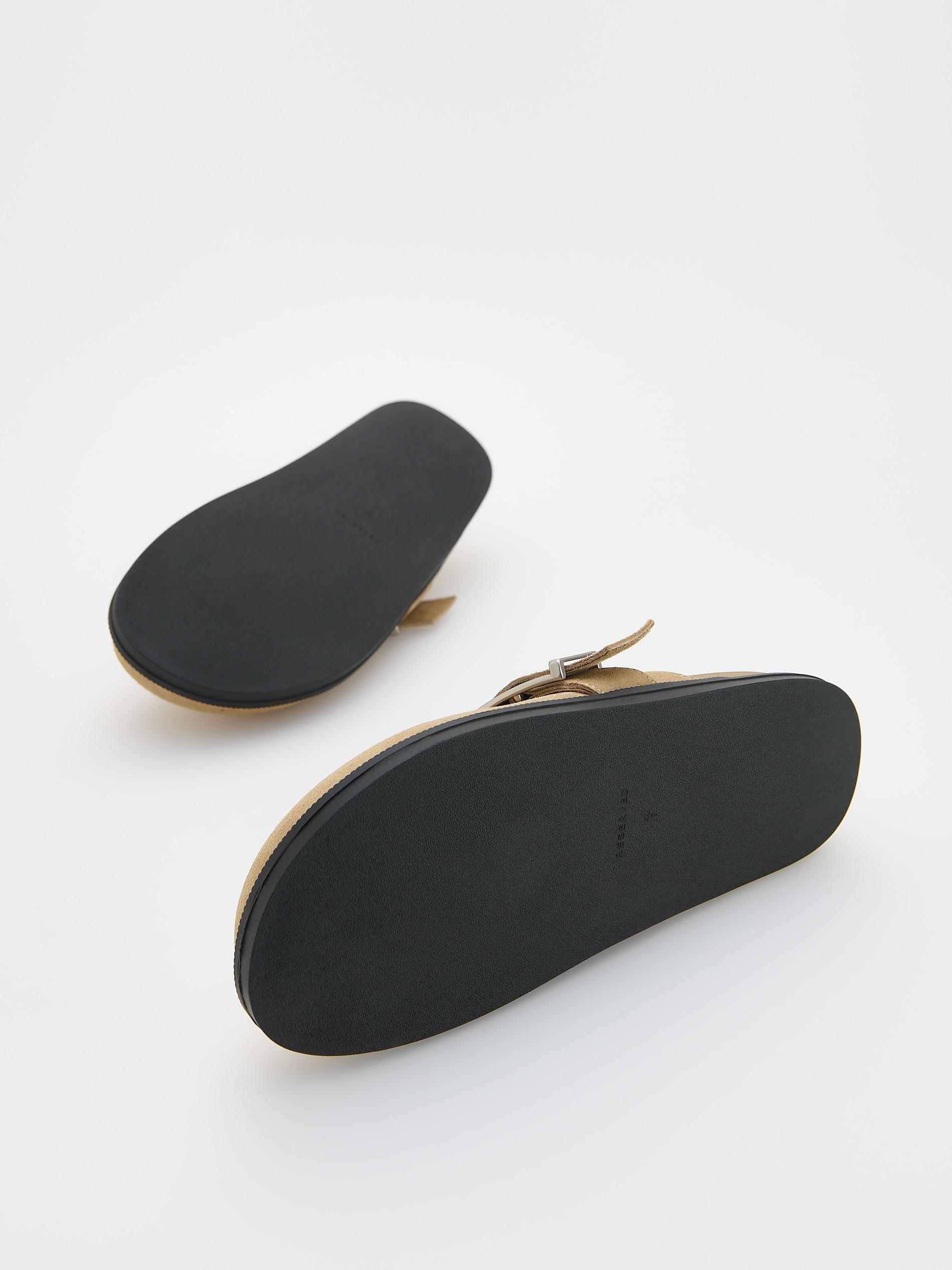Beige Leather Mule Sliders, , large image number 3