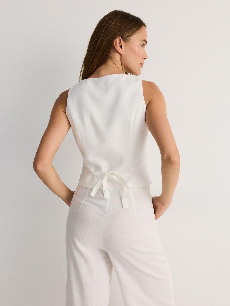White Linen Waistcoat, White, medium