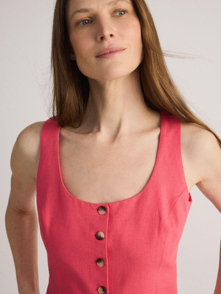 Red Linen Waistcoat, , large image number 0