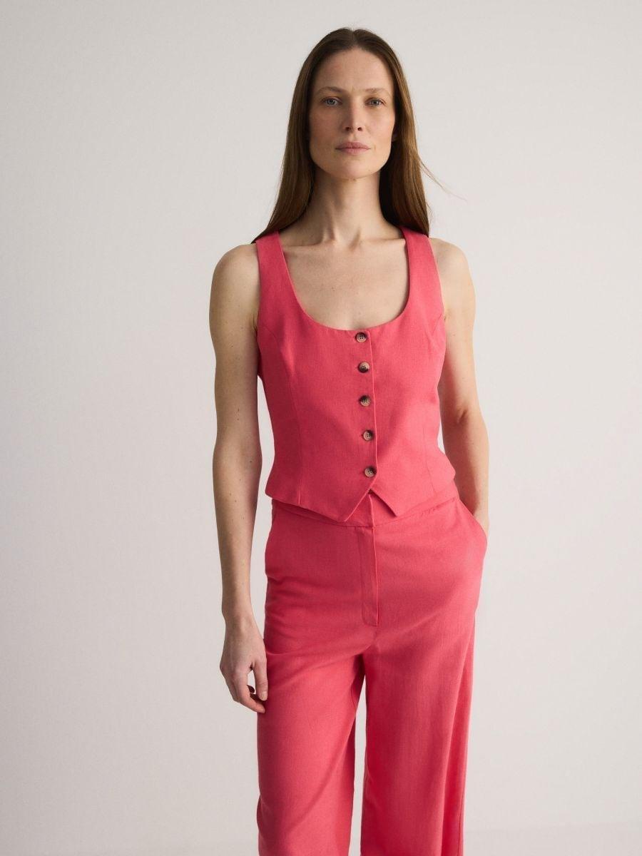 Red Linen Waistcoat, , large image number 2
