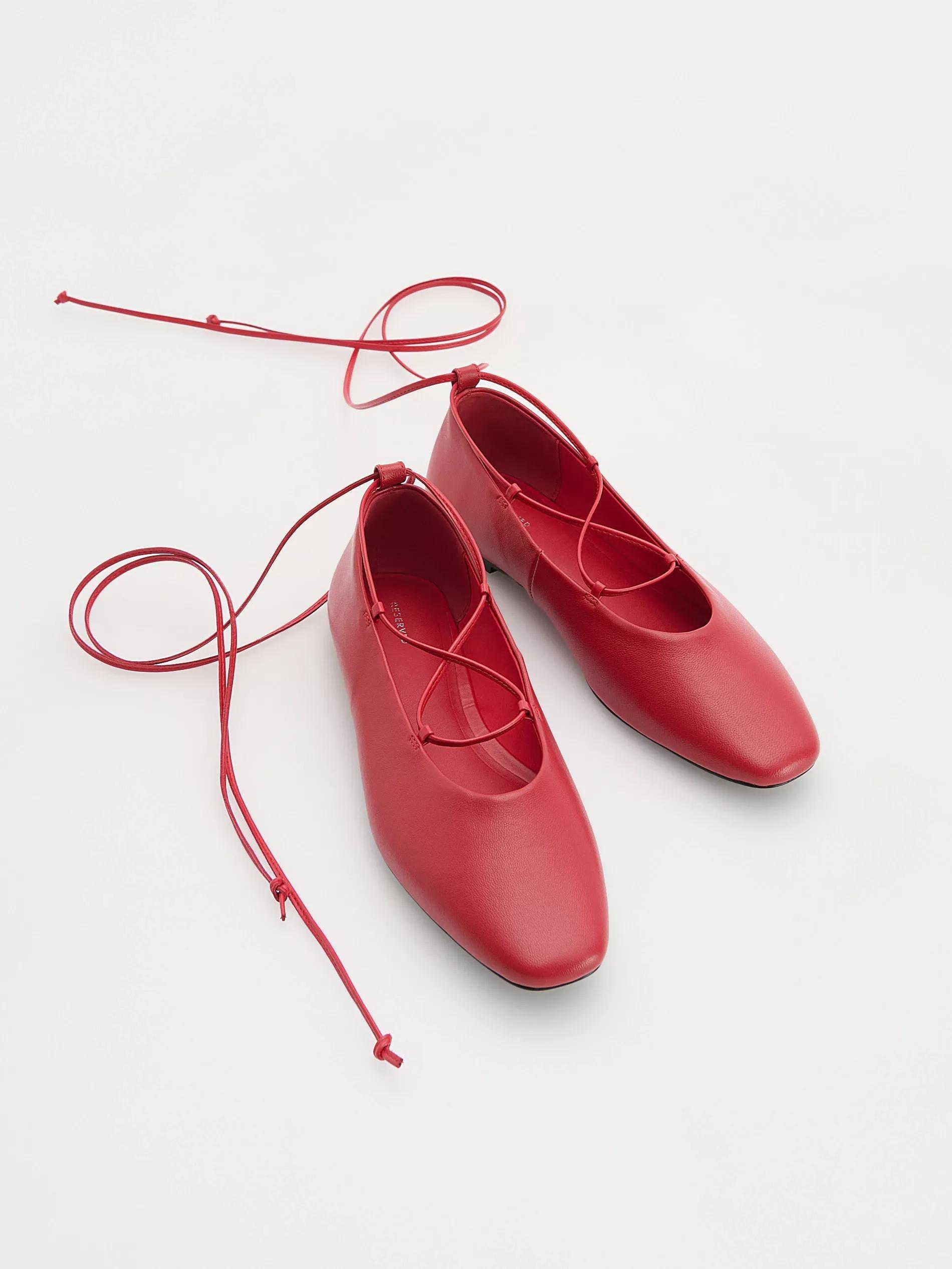 Red Ankle Strap Ballet Flats, , large image number 1