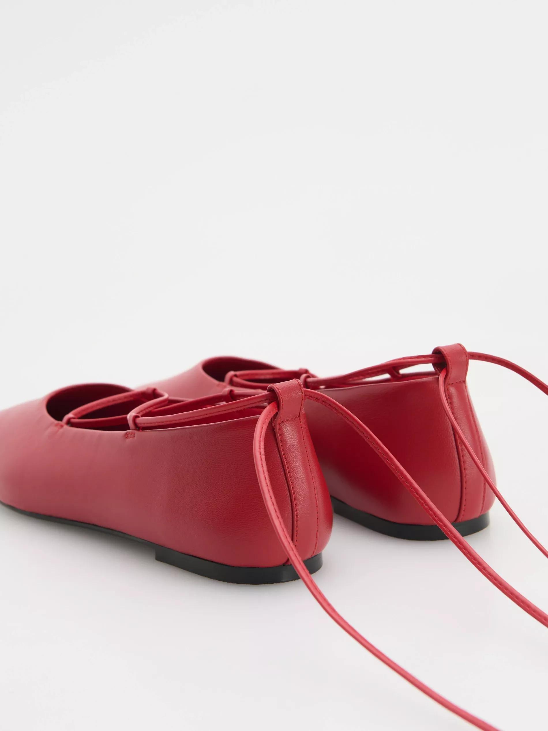 Red Ankle Strap Ballet Flats, , large image number 2