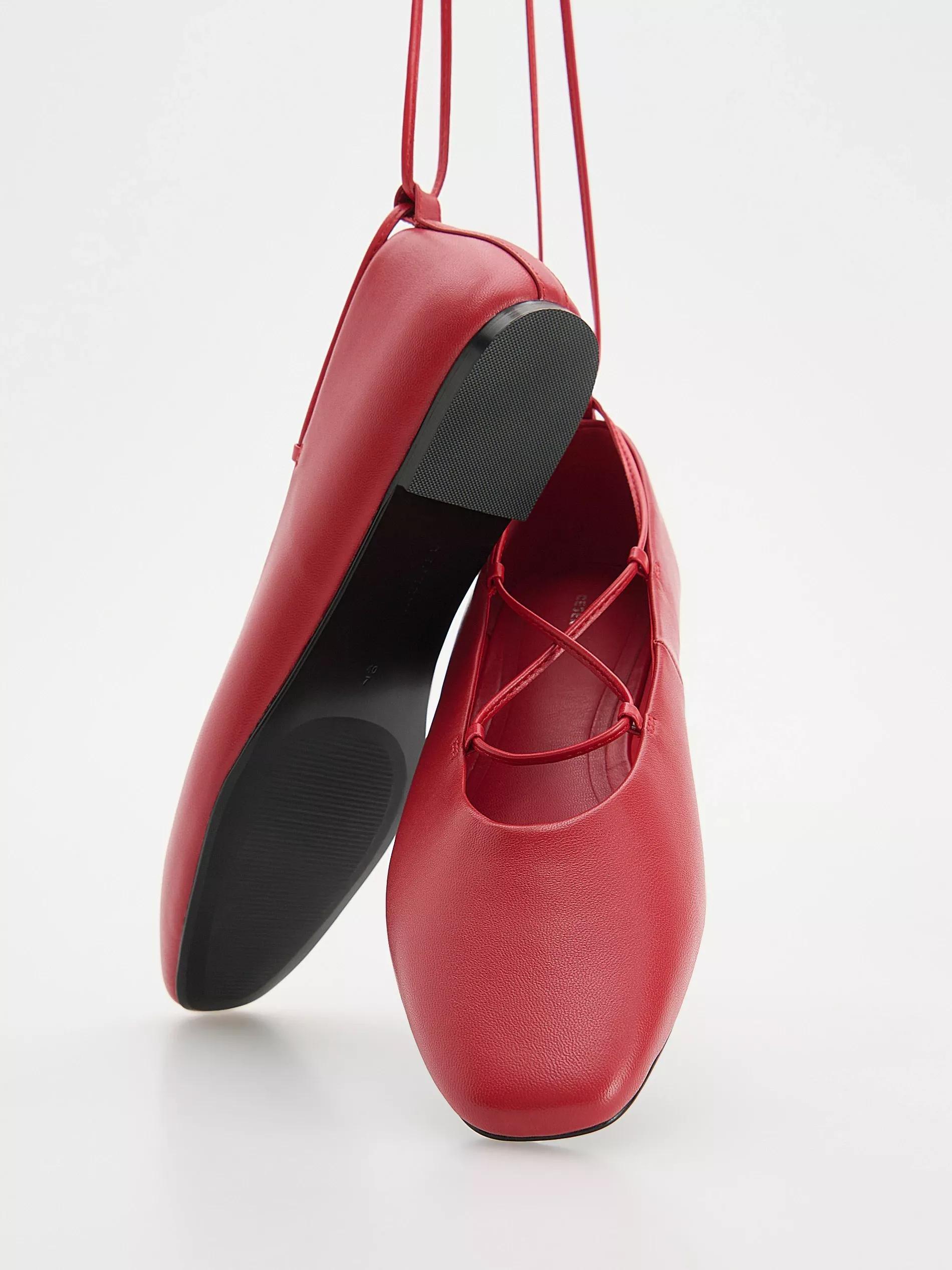 Red Ankle Strap Ballet Flats, , large image number 3