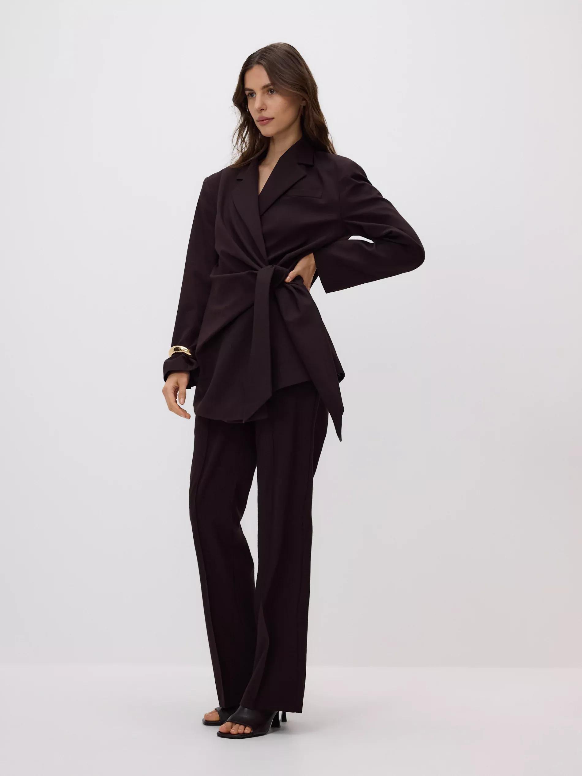 Brown Flared, Striped Pants, , large image number 0