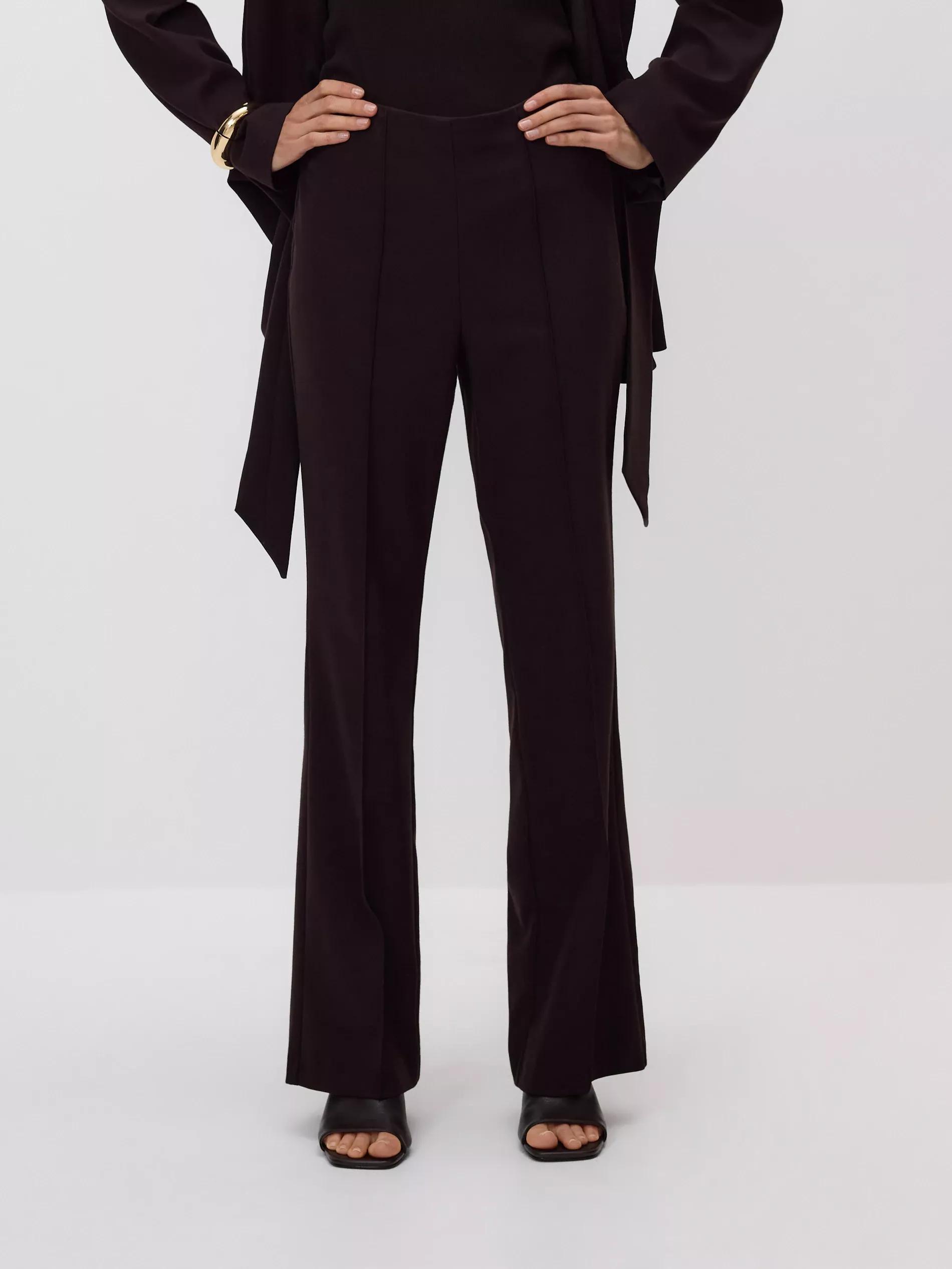 Brown Flared, Striped Pants, , large image number 1