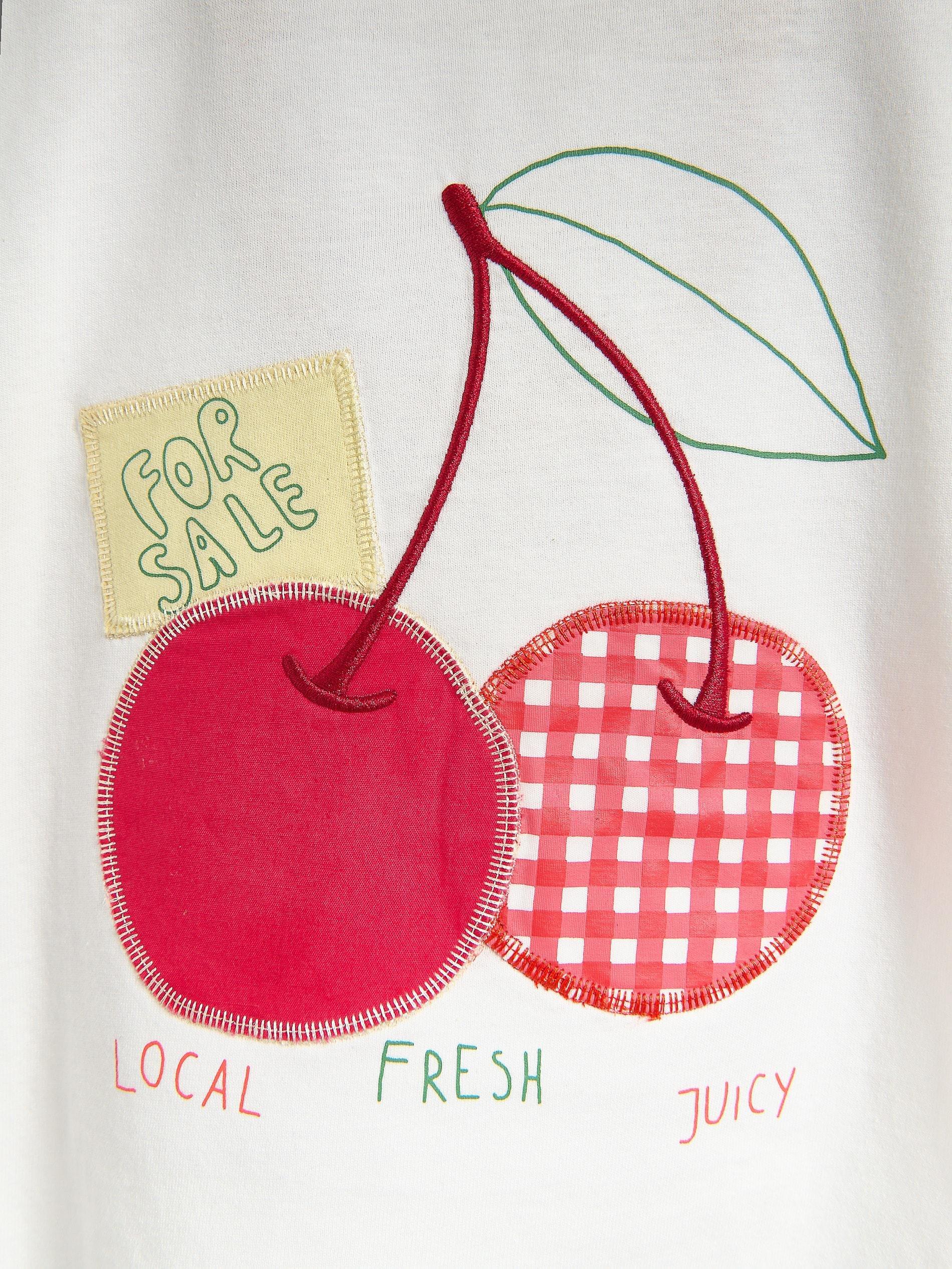 Cream T-Shirt With Appplique, Ivory, large image number 1