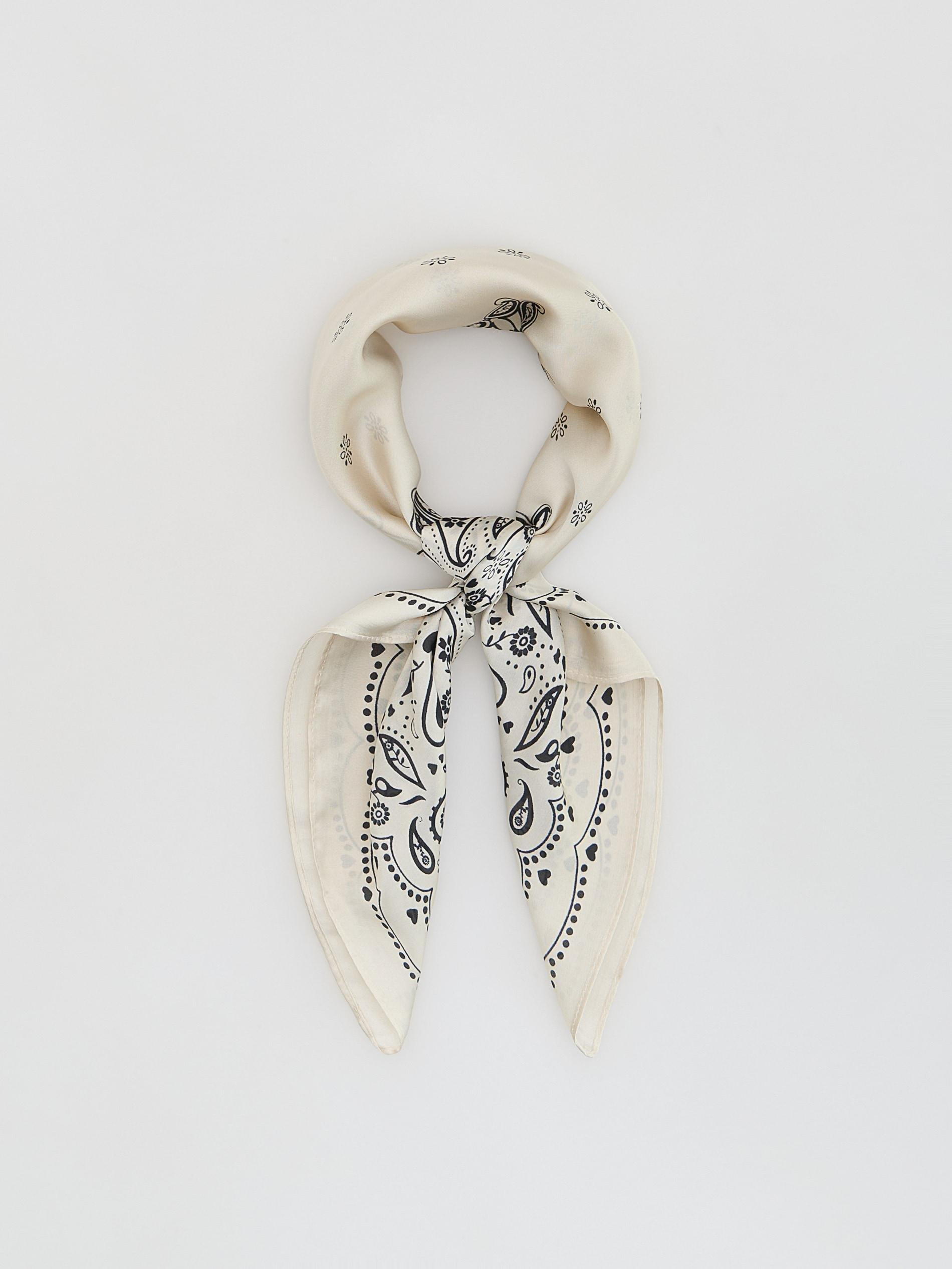 Cream Patterned Neckerchief, Ivory, medium