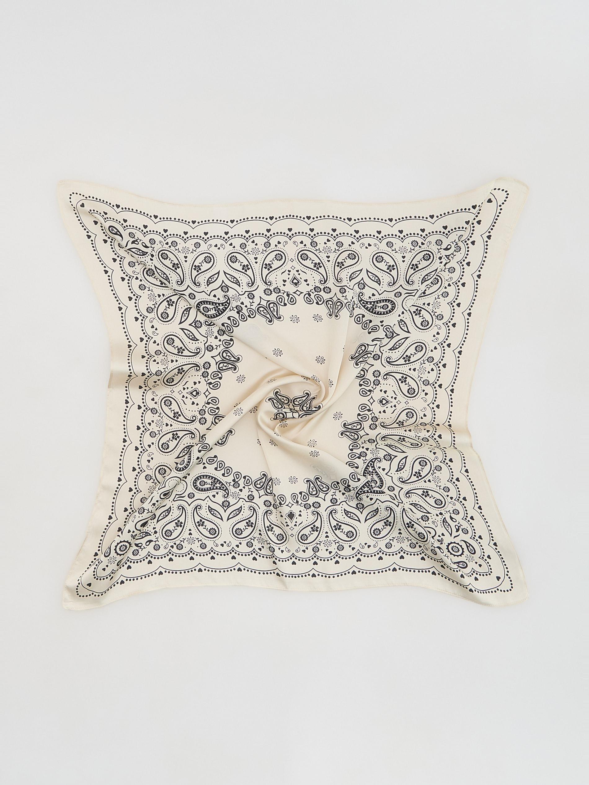 Cream Patterned Neckerchief, Ivory, large image number 3