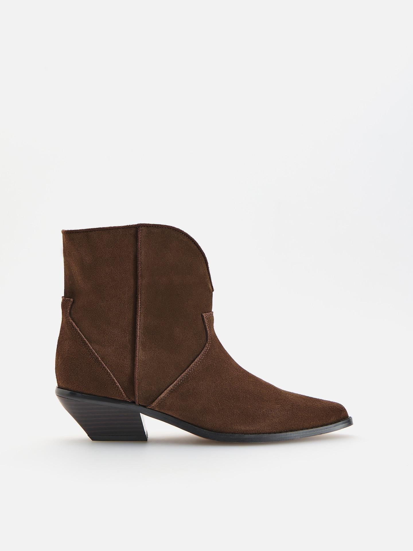 Brown Suede Ankle Boots, Brown, medium