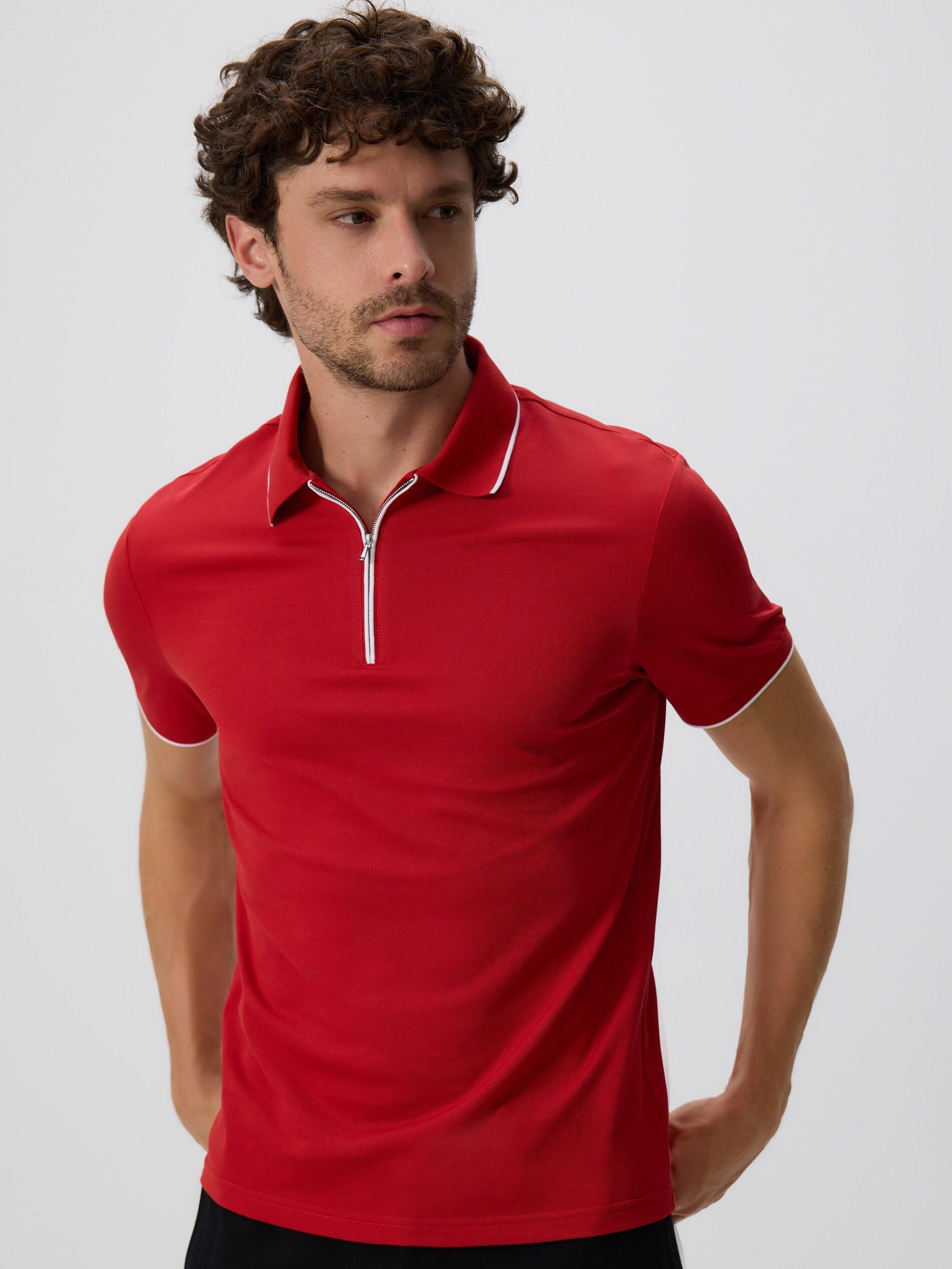 Red Mercerized Cotton Polo Shirt, Red, large image number 0