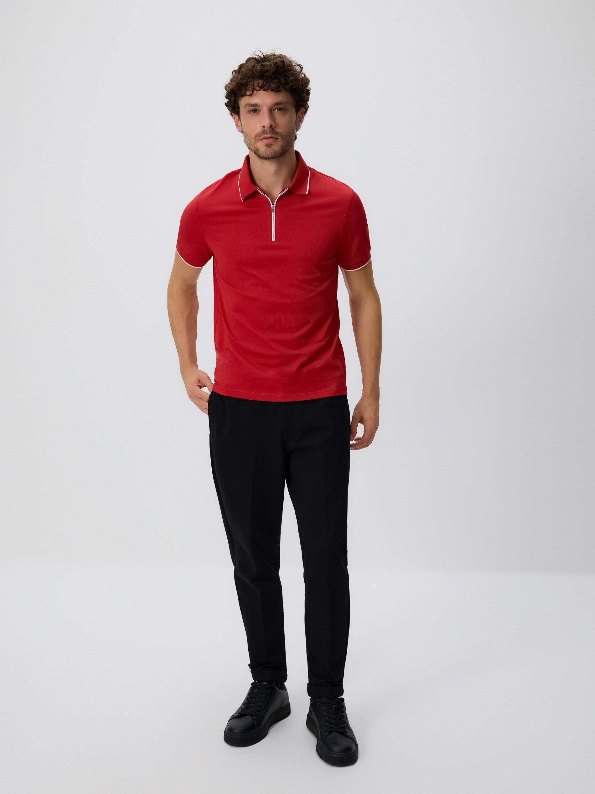 Red Mercerized Cotton Polo Shirt, Red, large image number 2