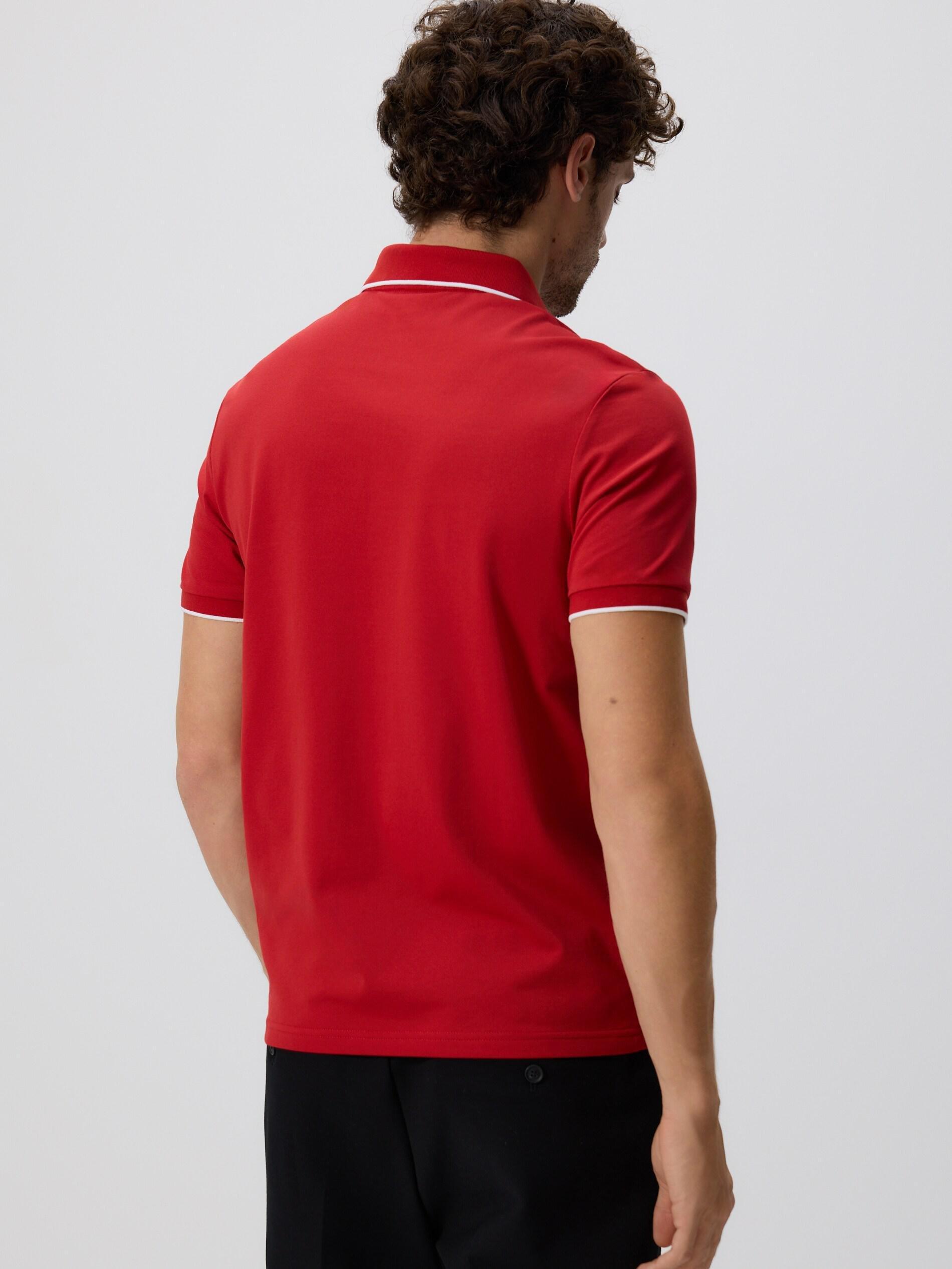 Red Mercerized Cotton Polo Shirt, Red, large image number 3
