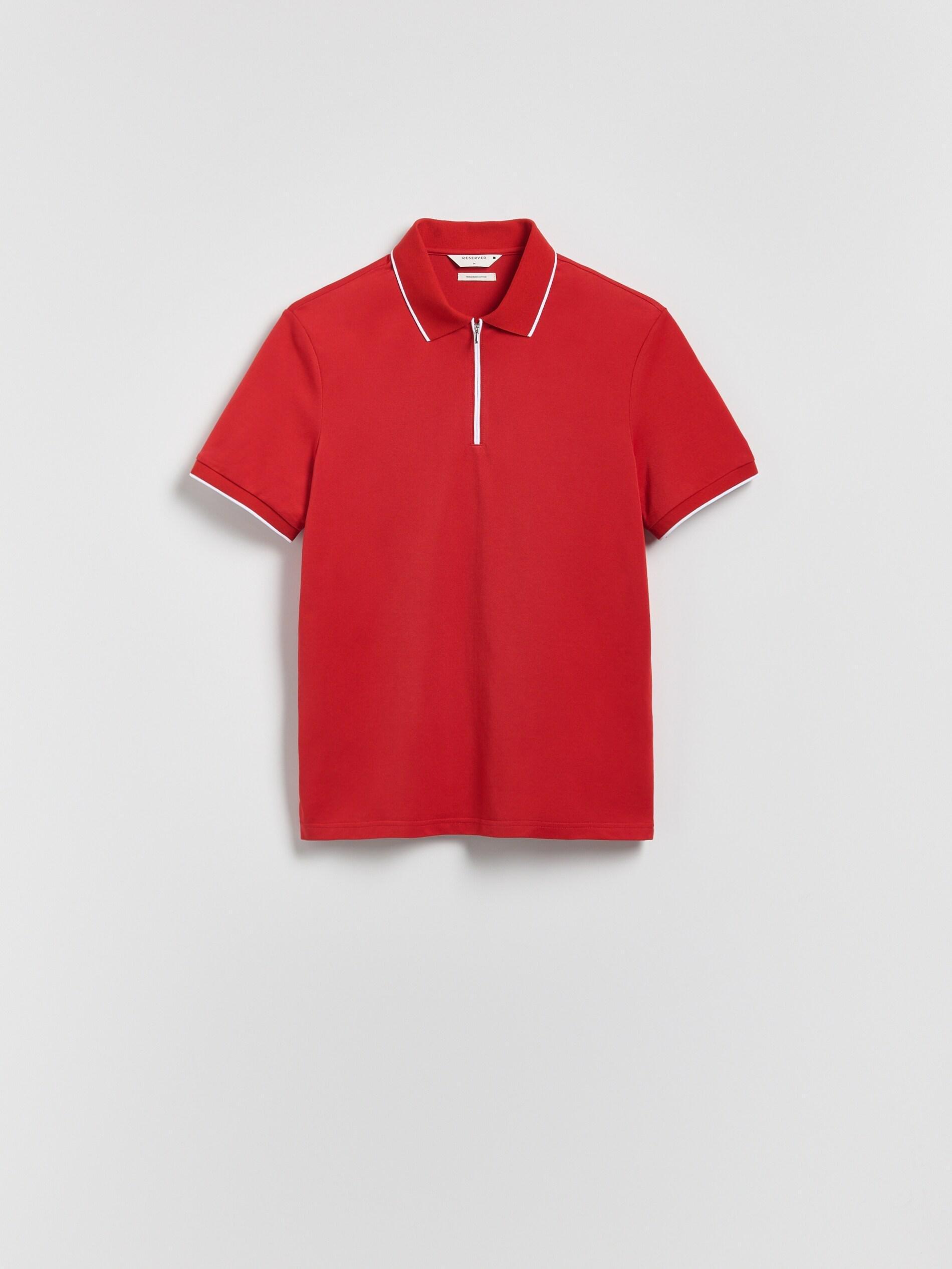Red Mercerized Cotton Polo Shirt, Red, large image number 4
