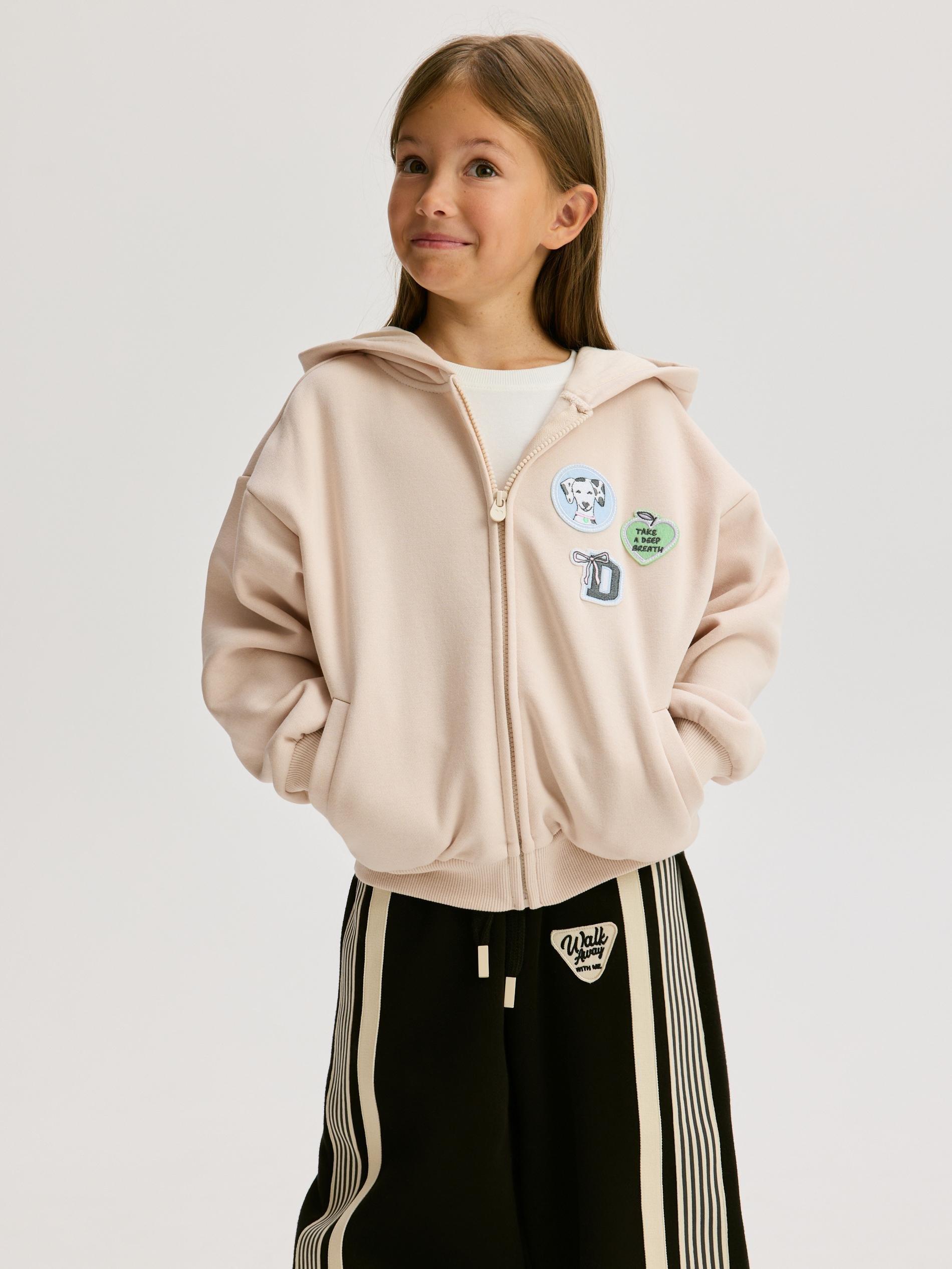 Beige Hoodie With Back Print, Ivory, large image number 1