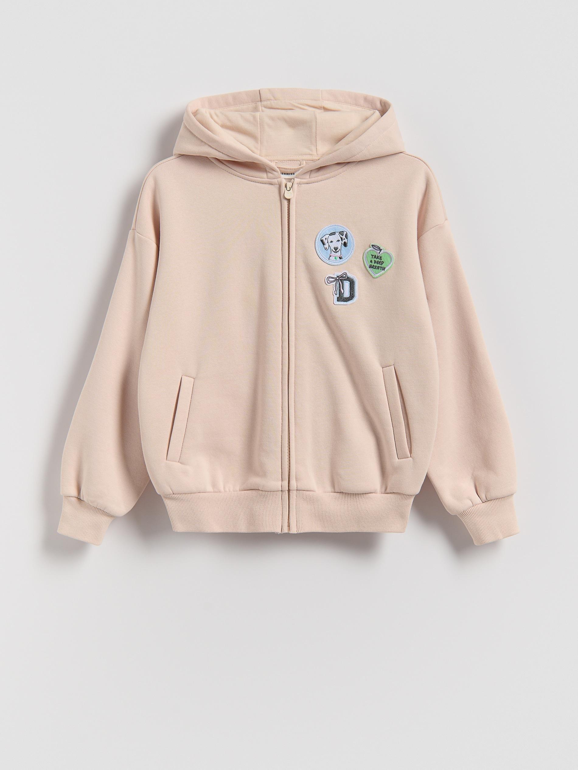 Beige Hoodie With Back Print, Ivory, large image number 2