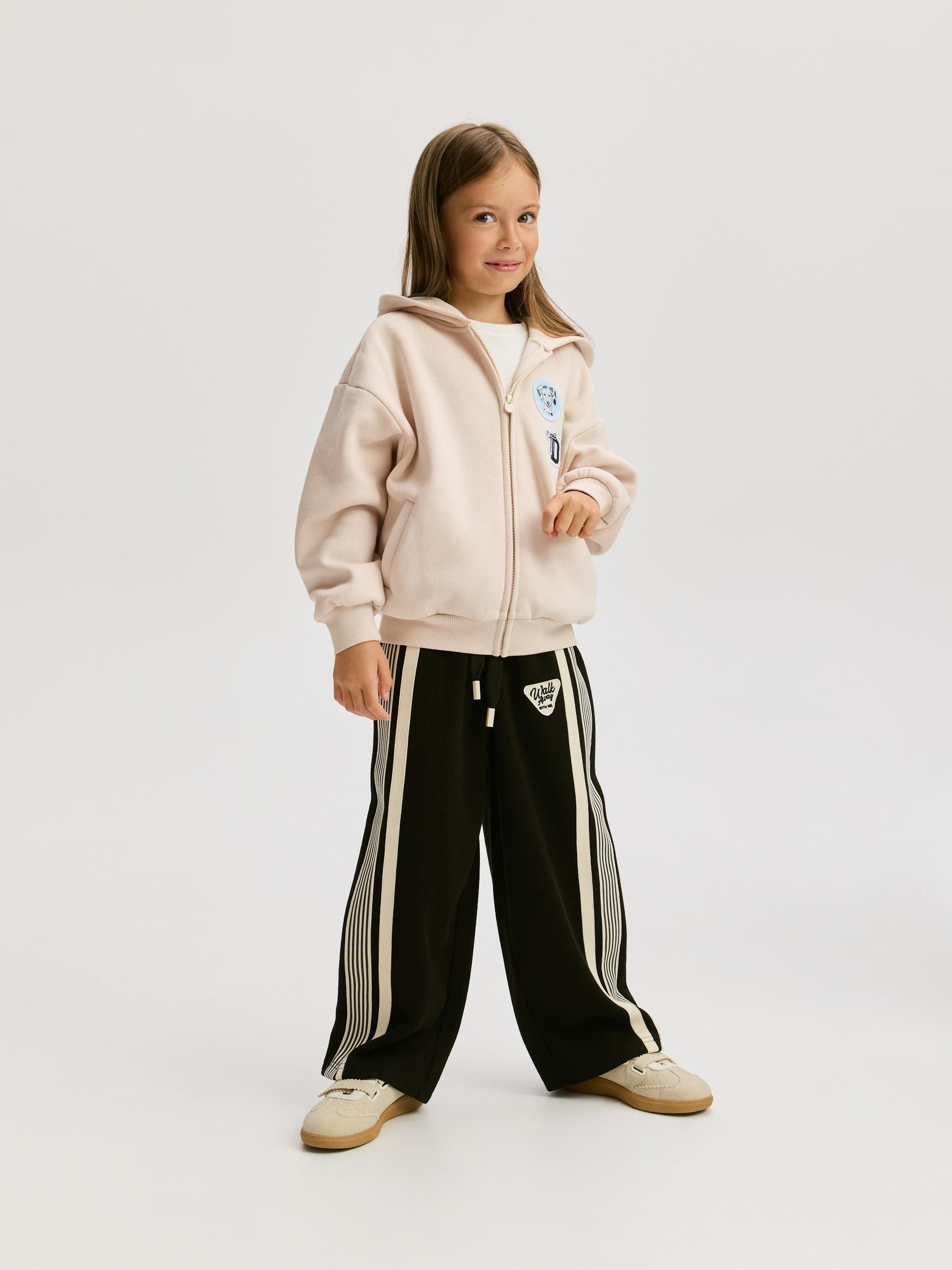 Beige Hoodie With Back Print, Ivory, large image number 3
