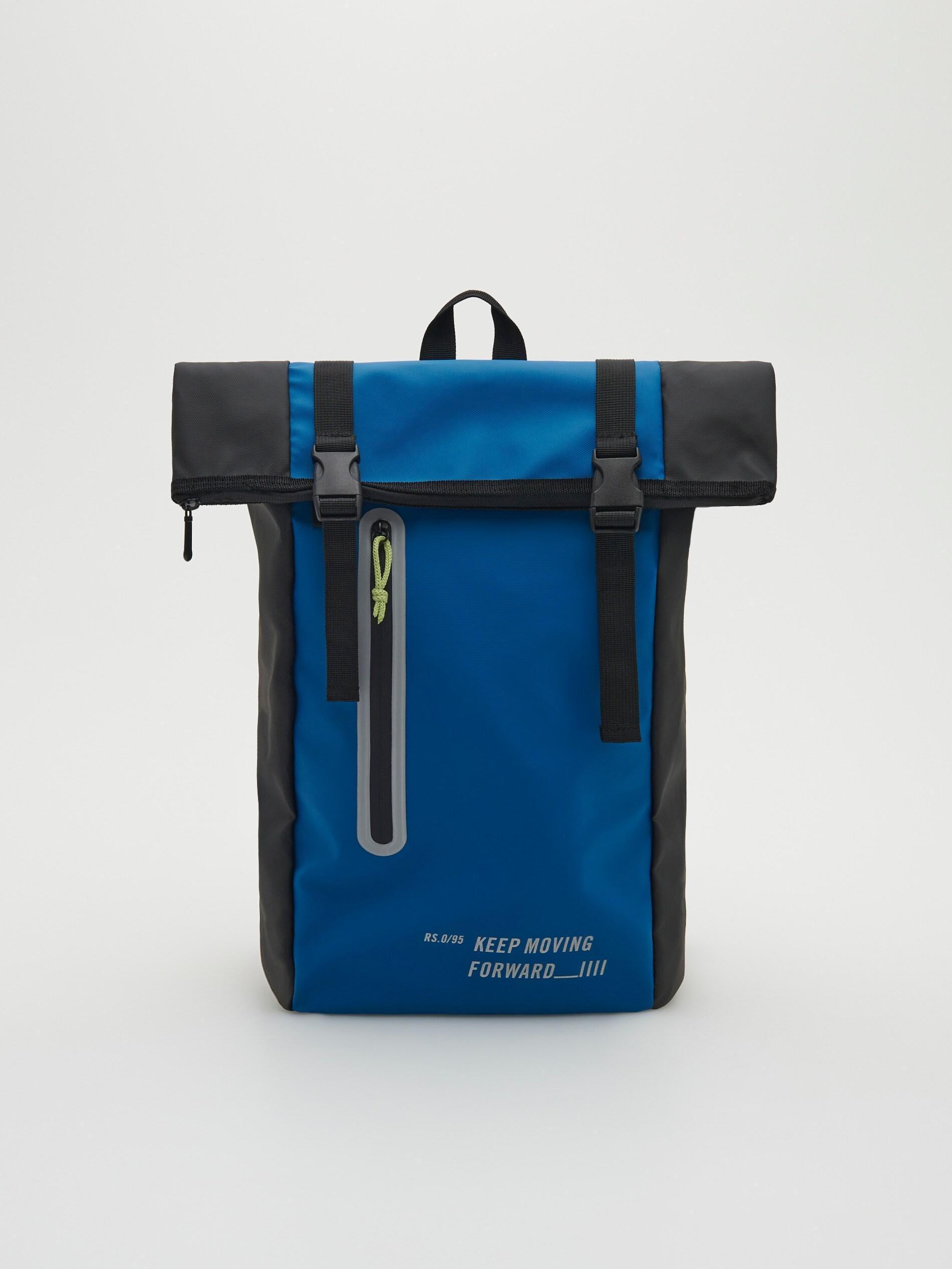 Turquoise Combined Fabrics Backpack, Unisex Kids, , large image number 4