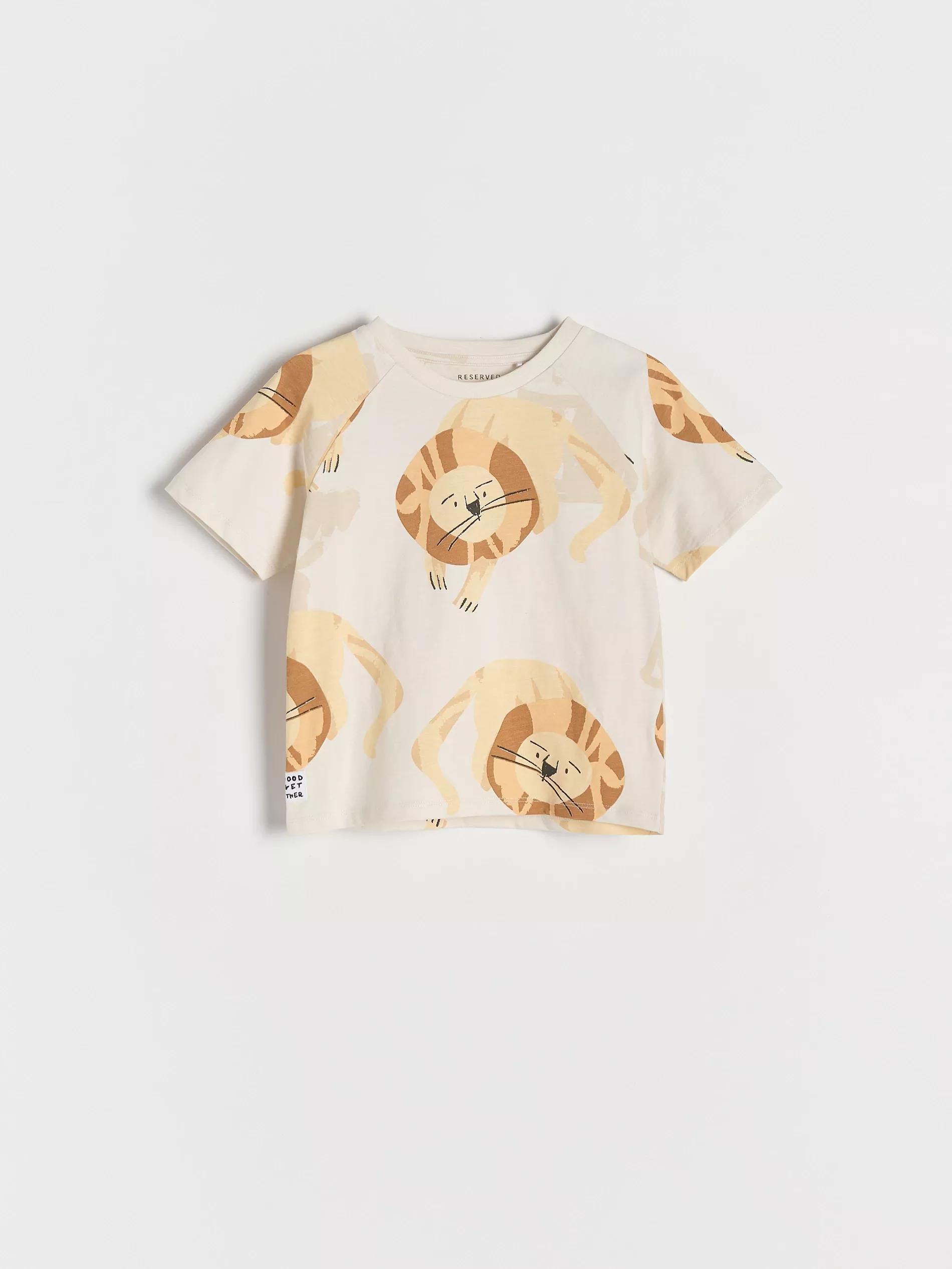 Beige Cotton T-Shirt With Print, , large image number 0