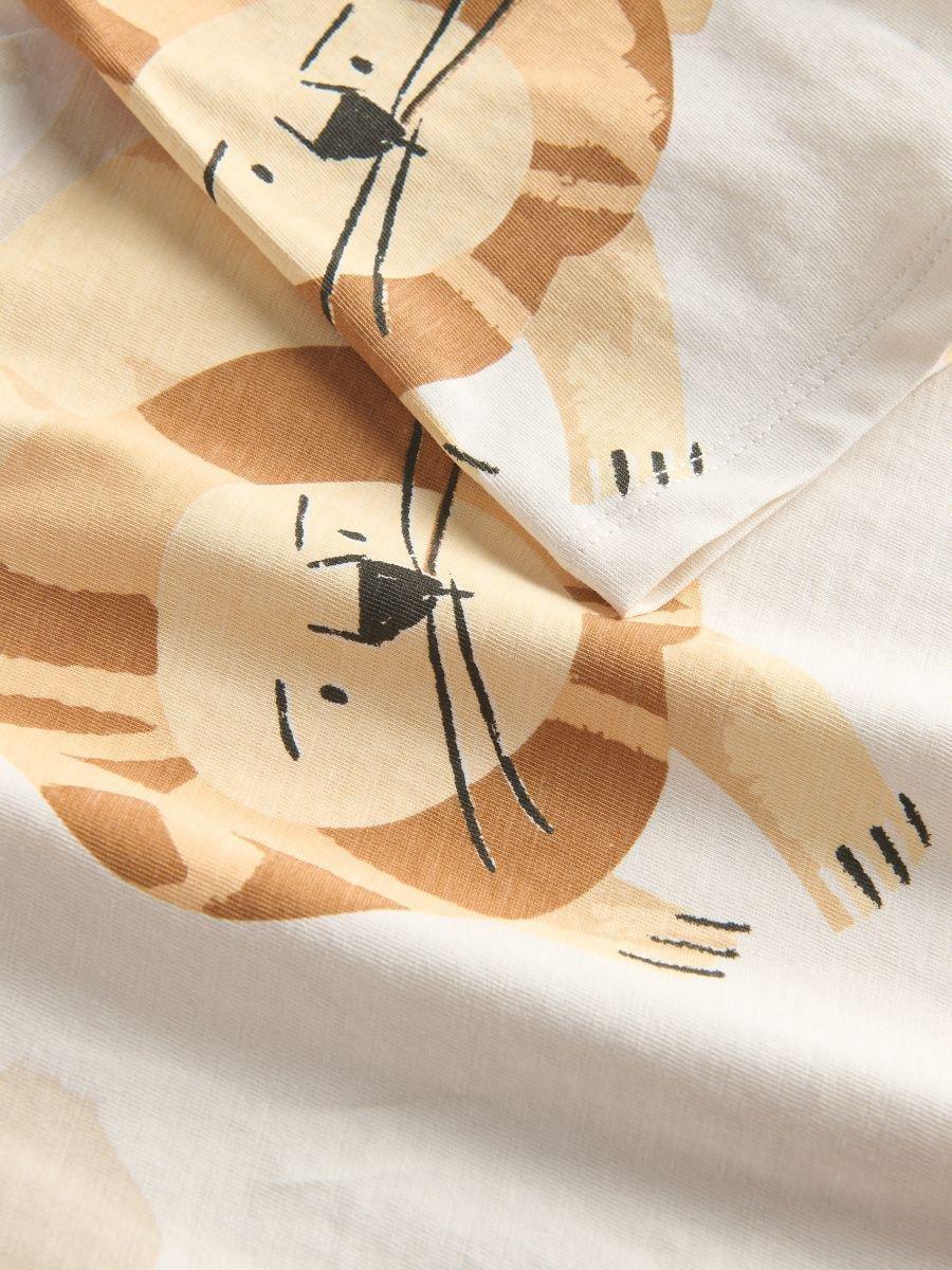 Beige Cotton T-Shirt With Print, , large image number 1