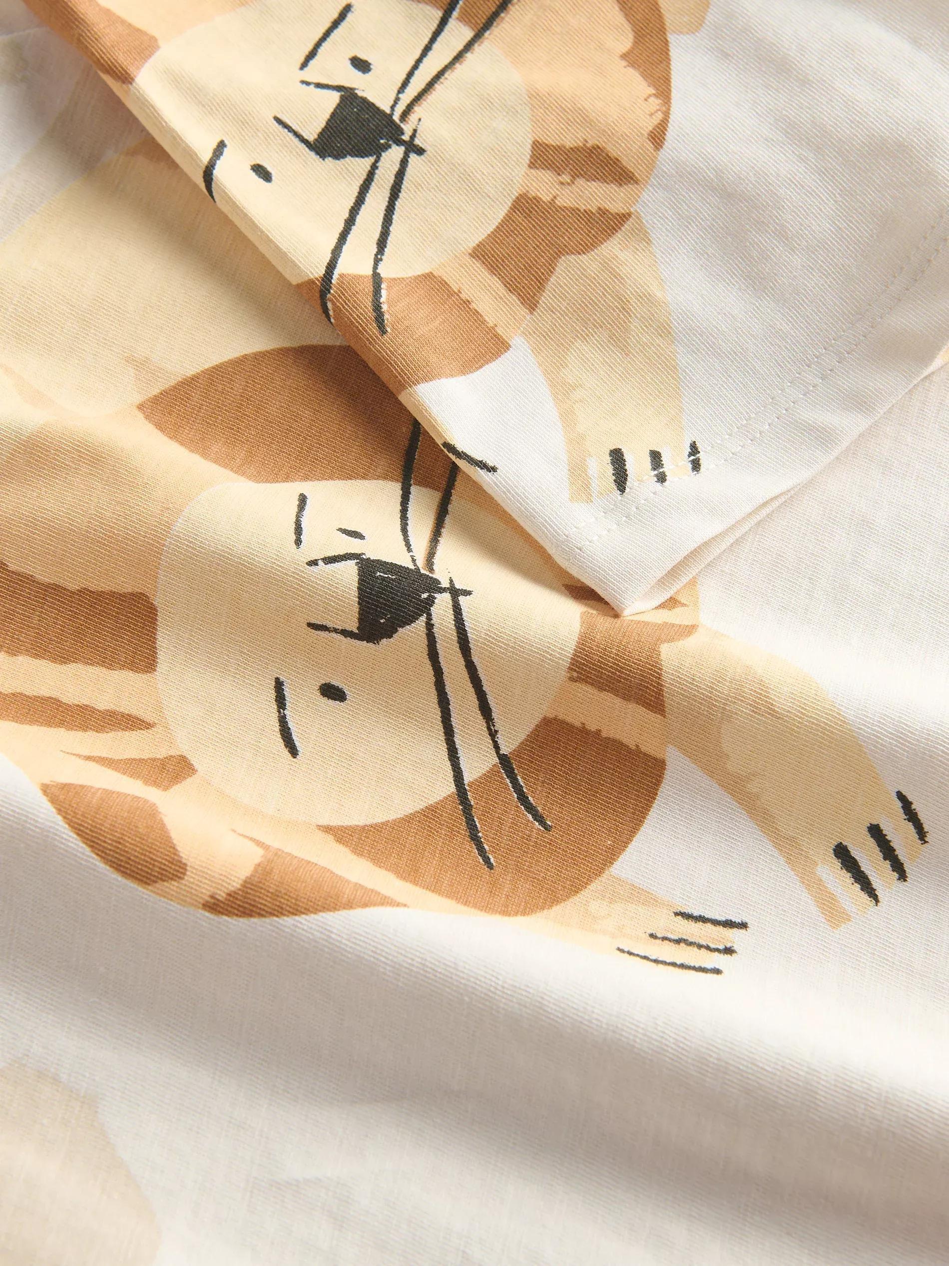 Beige Cotton T-Shirt With Print, , large image number 1