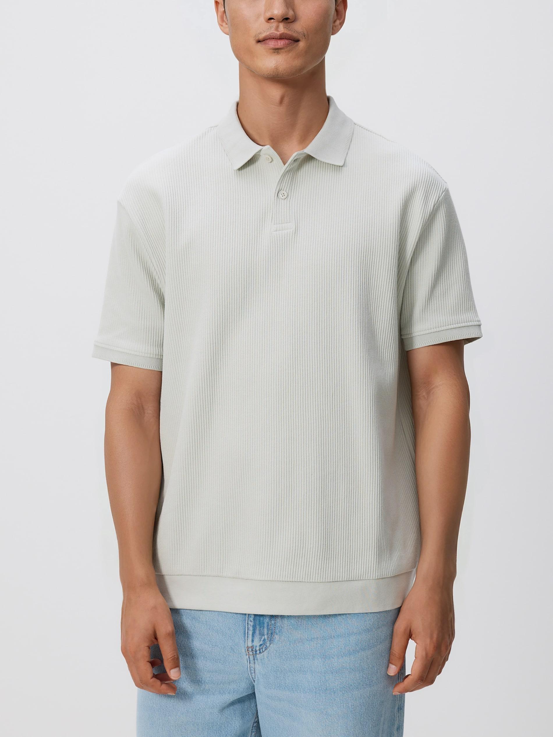 PALE BLUE Comfort fit structural fabric polo shirt, Blue, large image number 0