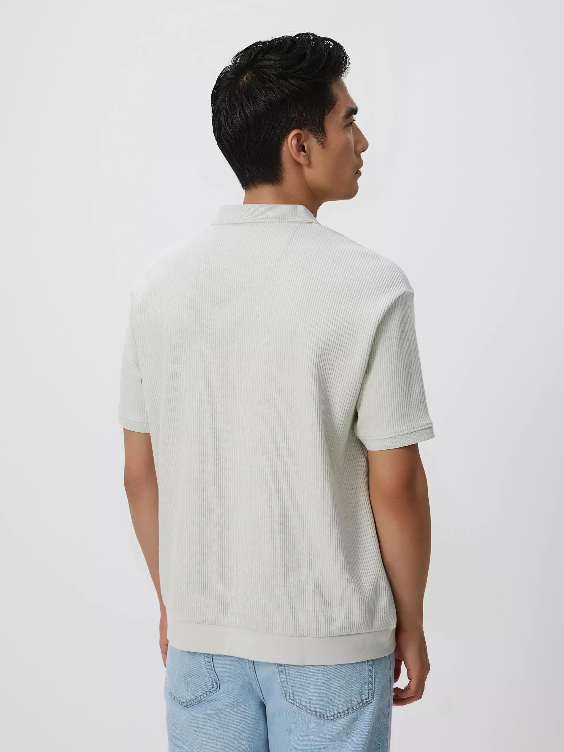 PALE BLUE Comfort fit structural fabric polo shirt, Blue, large image number 2