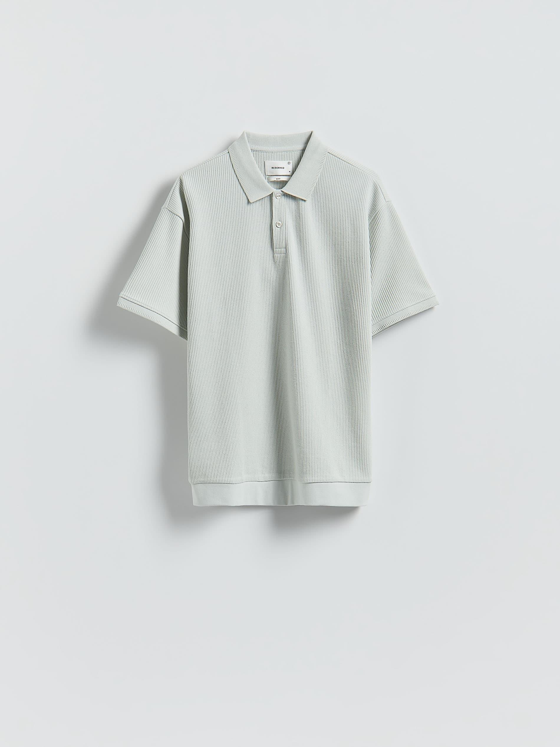 PALE BLUE Comfort fit structural fabric polo shirt, Blue, large image number 3