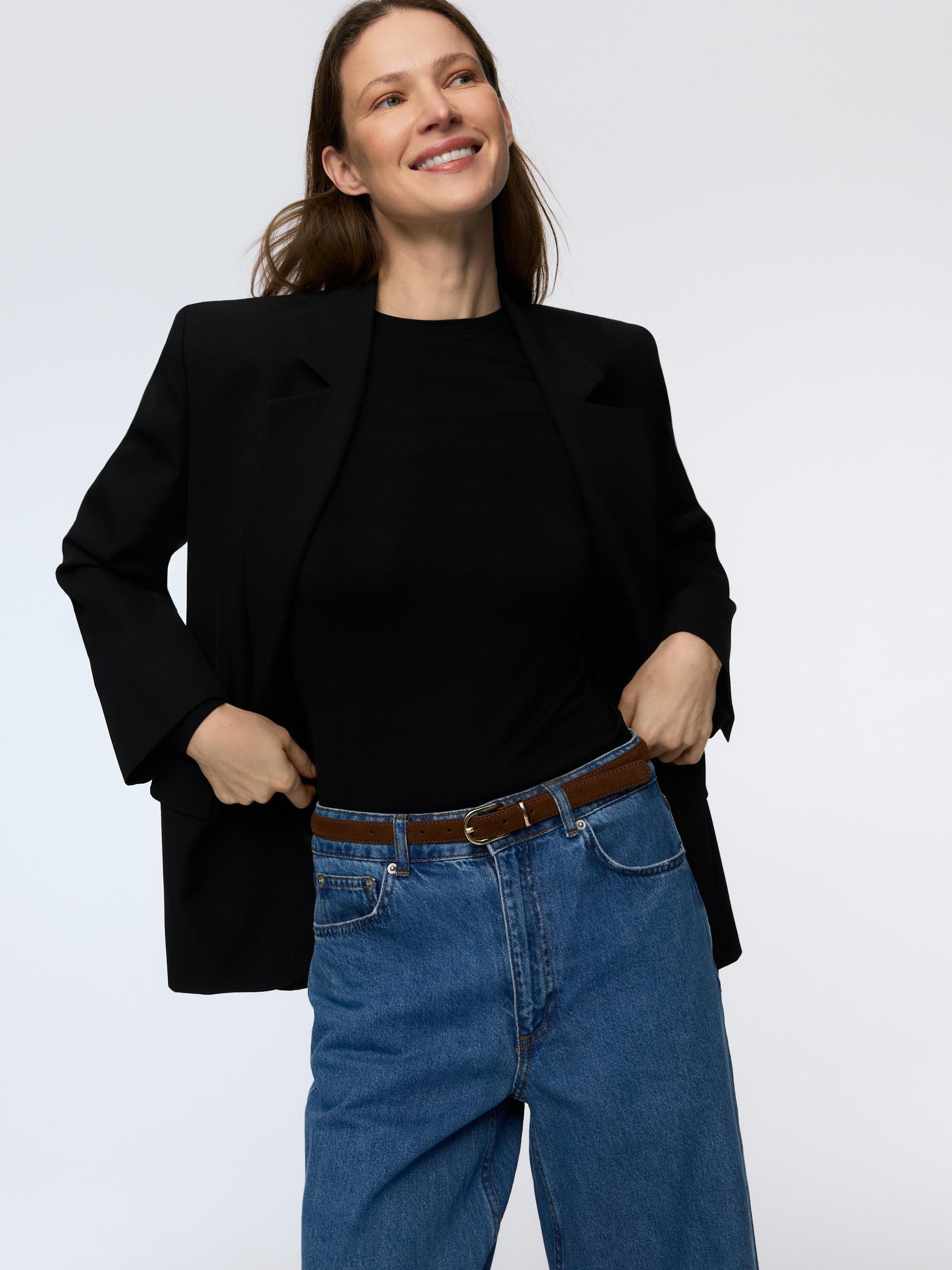 Brown Suede Belt With Buckle, Brown, medium