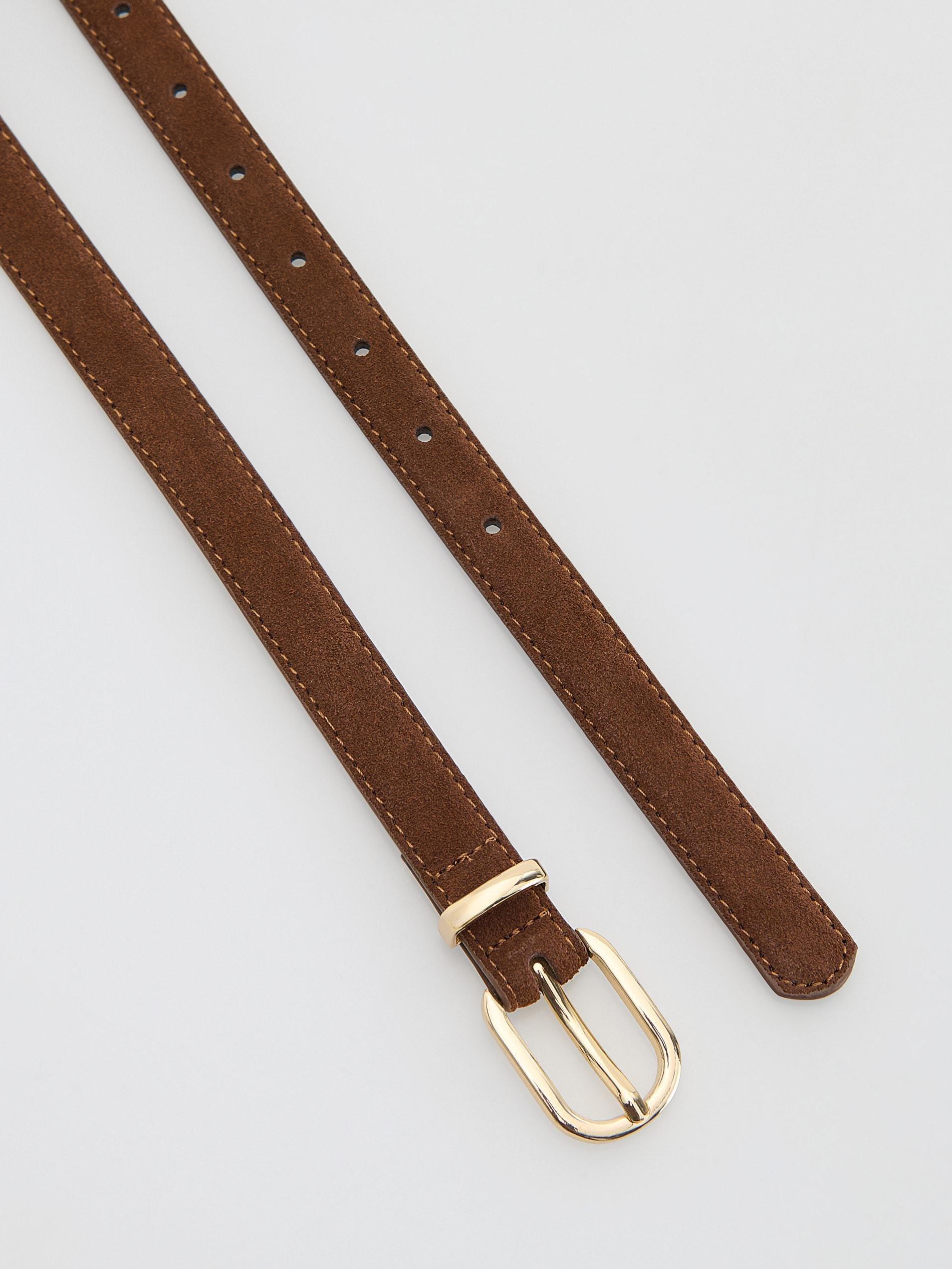 Brown Suede Belt With Buckle, Brown, large image number 3
