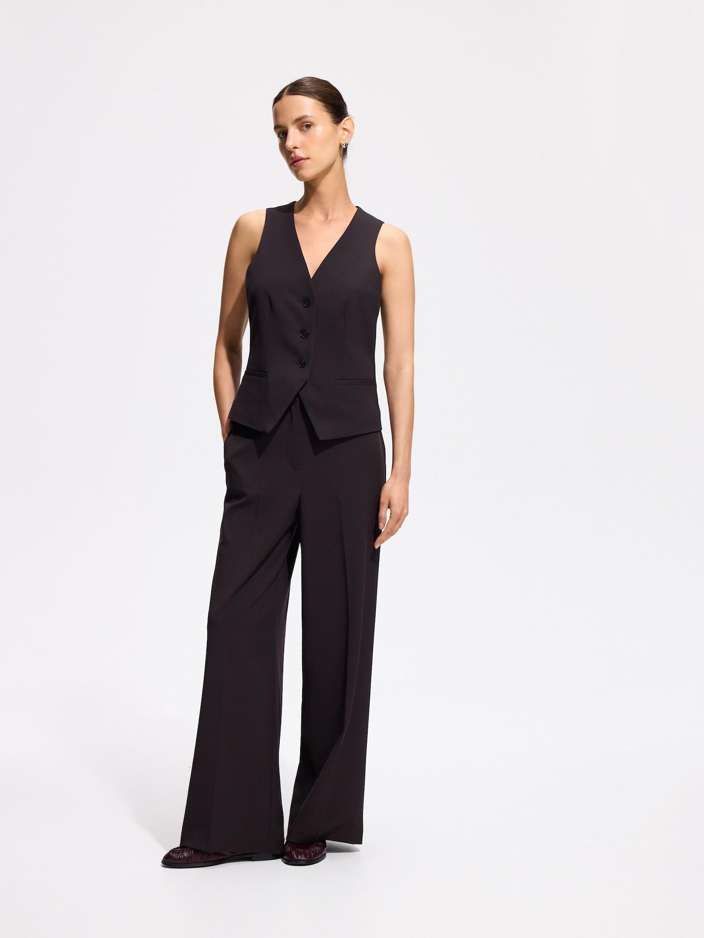 Brown Wide Trousers With Crease, Brown, medium