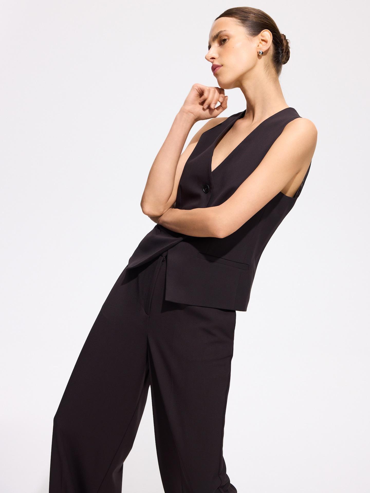 Brown Wide Trousers With Crease, Brown, medium
