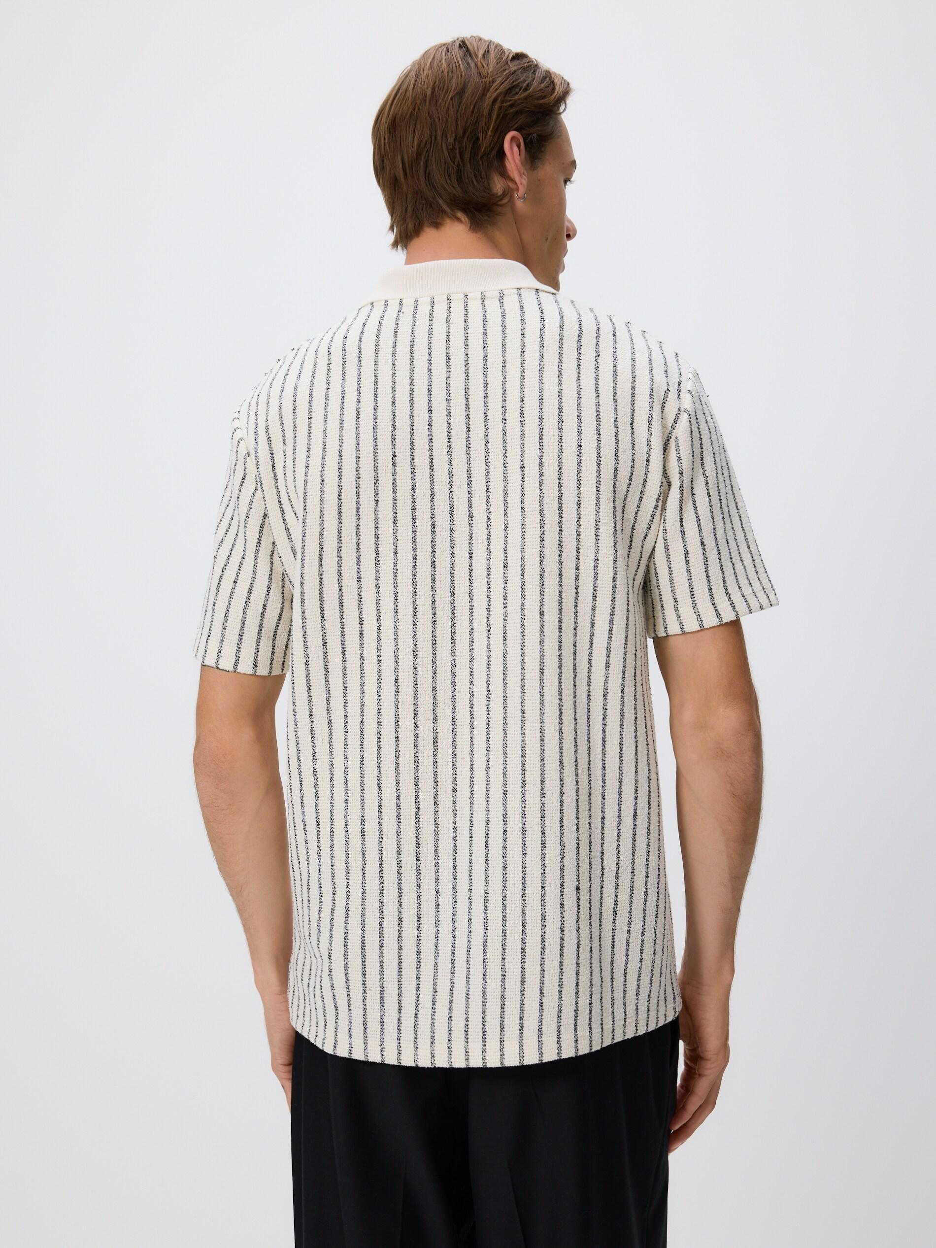 CREAM Comfort fit stripe polo shirt, Ivory, medium