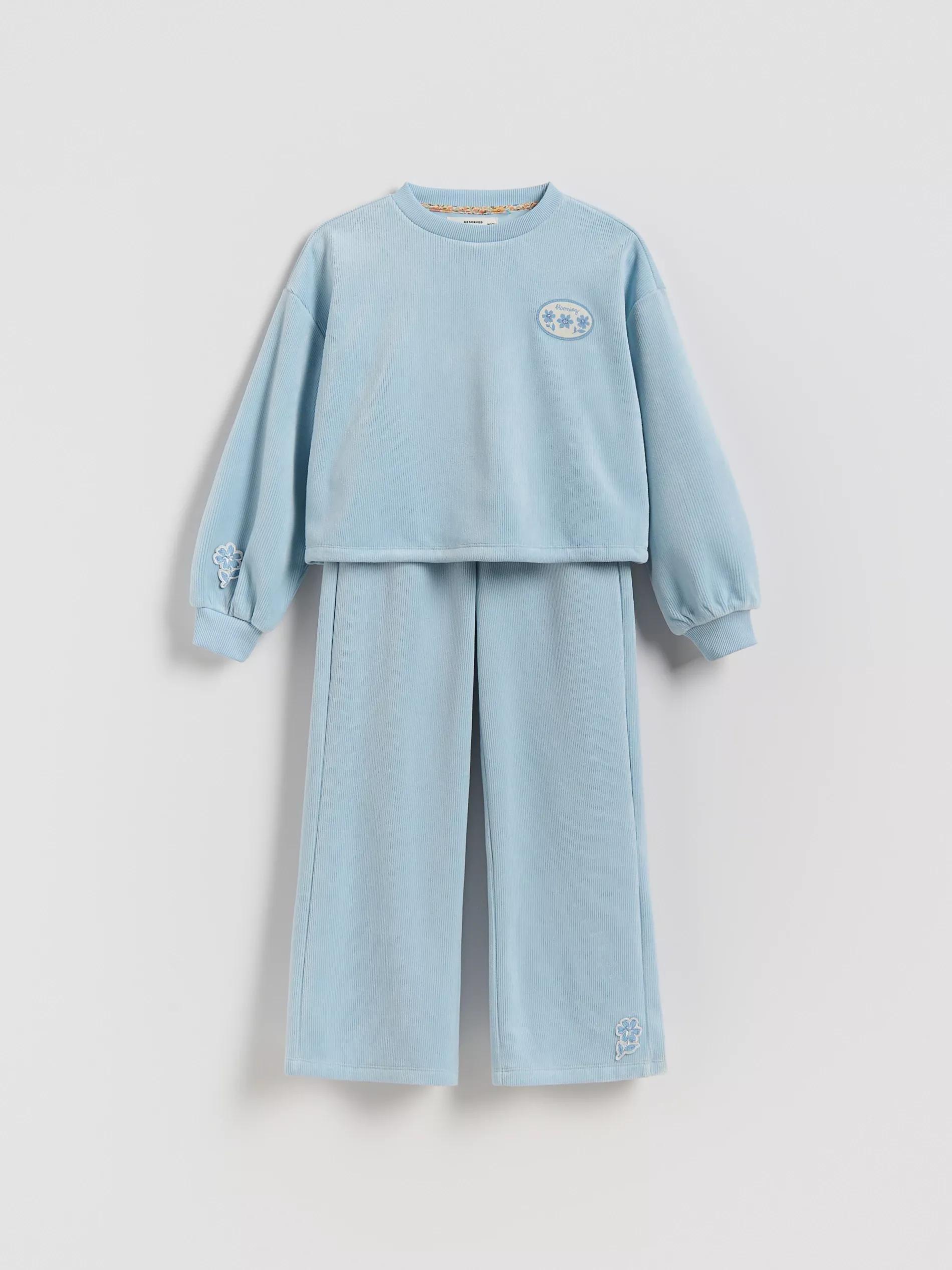 Blue Jersey Set, Kids Girls, Blue, large image number 0