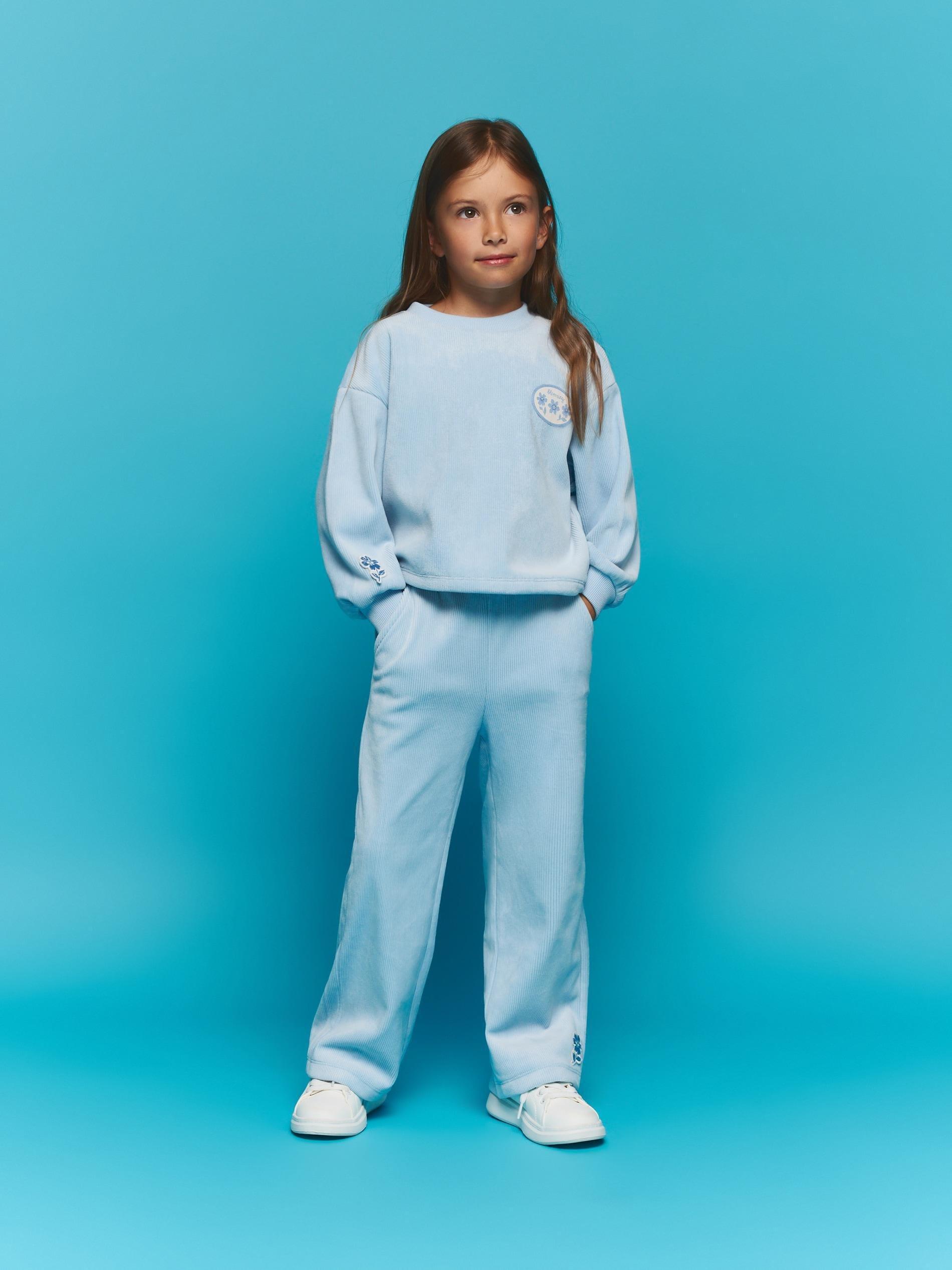 Blue Jersey Set, Kids Girls, Blue, large image number 1