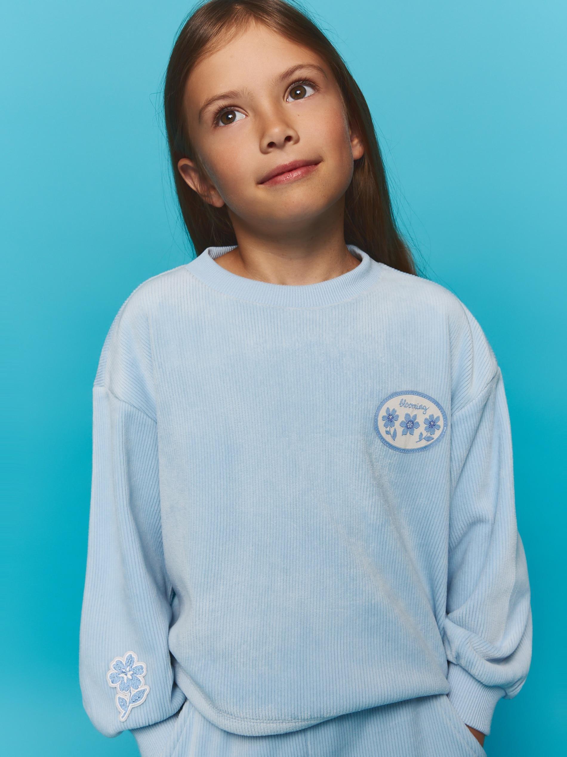 Blue Jersey Set, Kids Girls, Blue, large image number 2