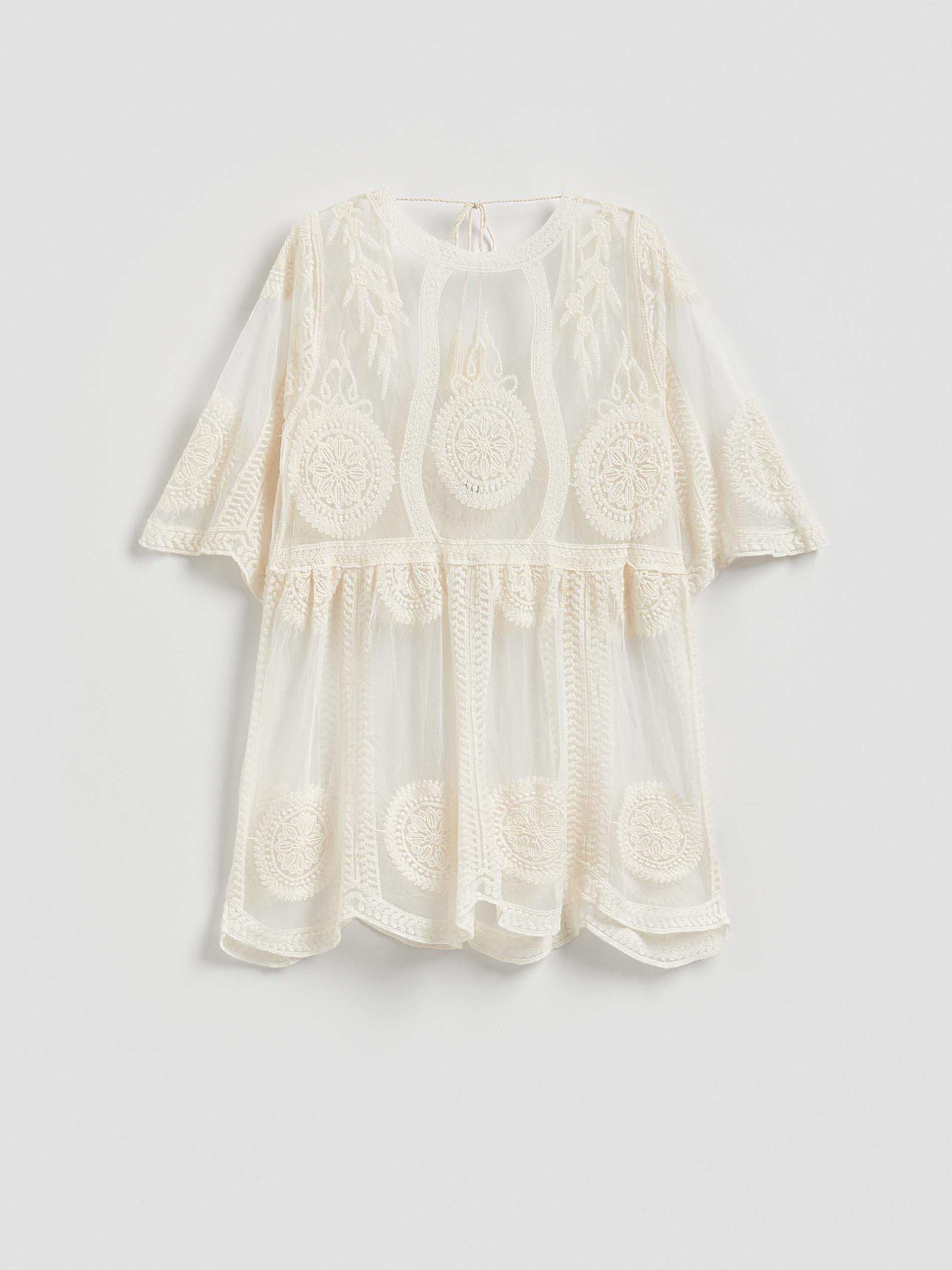Cream Cotton Rich Beach Cover-Up, Ivory, large image number 0