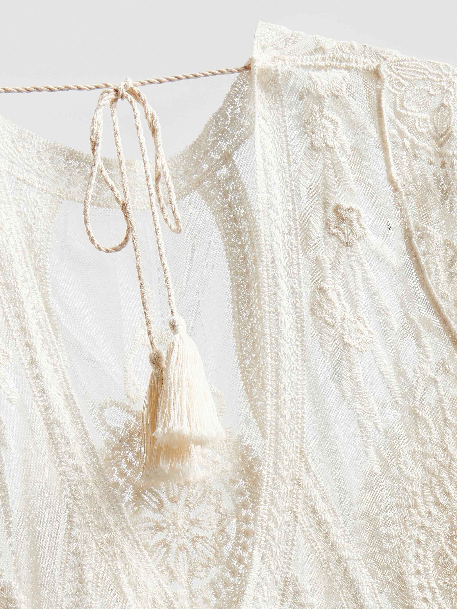 Cream Cotton Rich Beach Cover-Up, Ivory, large image number 1