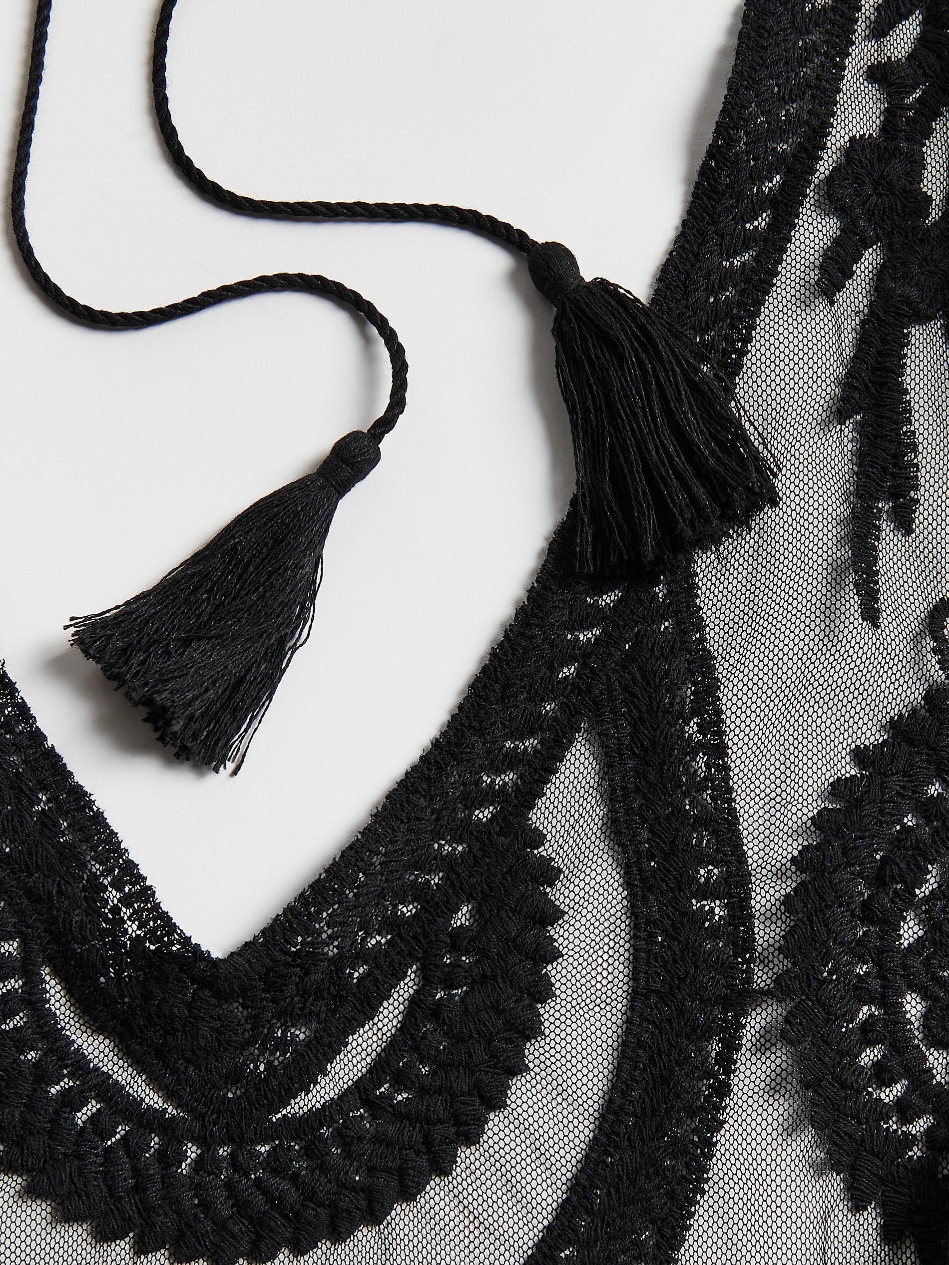 Black Cotton Rich Beach Cover-Up, Black, large image number 1