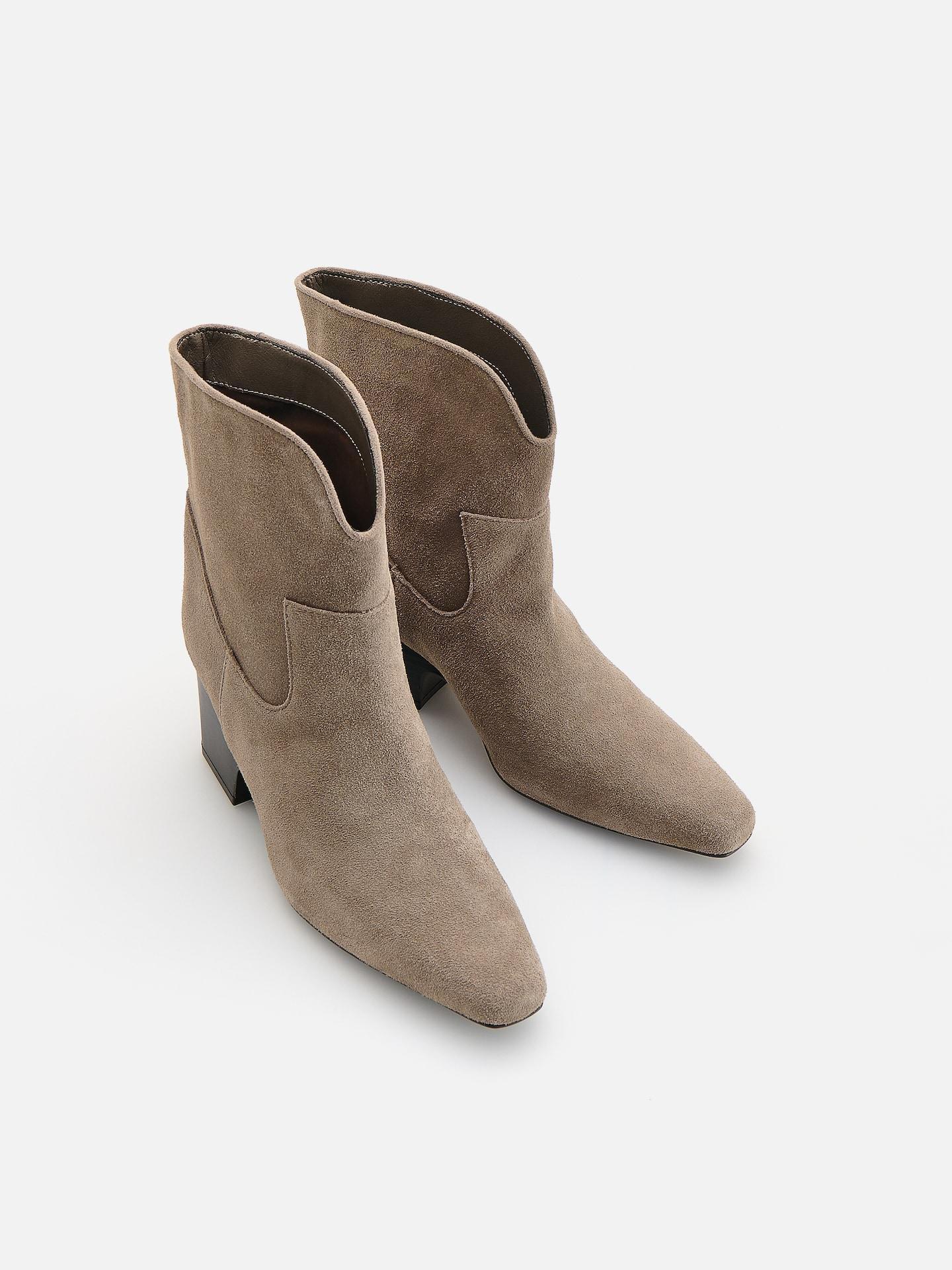 Beige Leather Ankle Boots, Beige, medium
